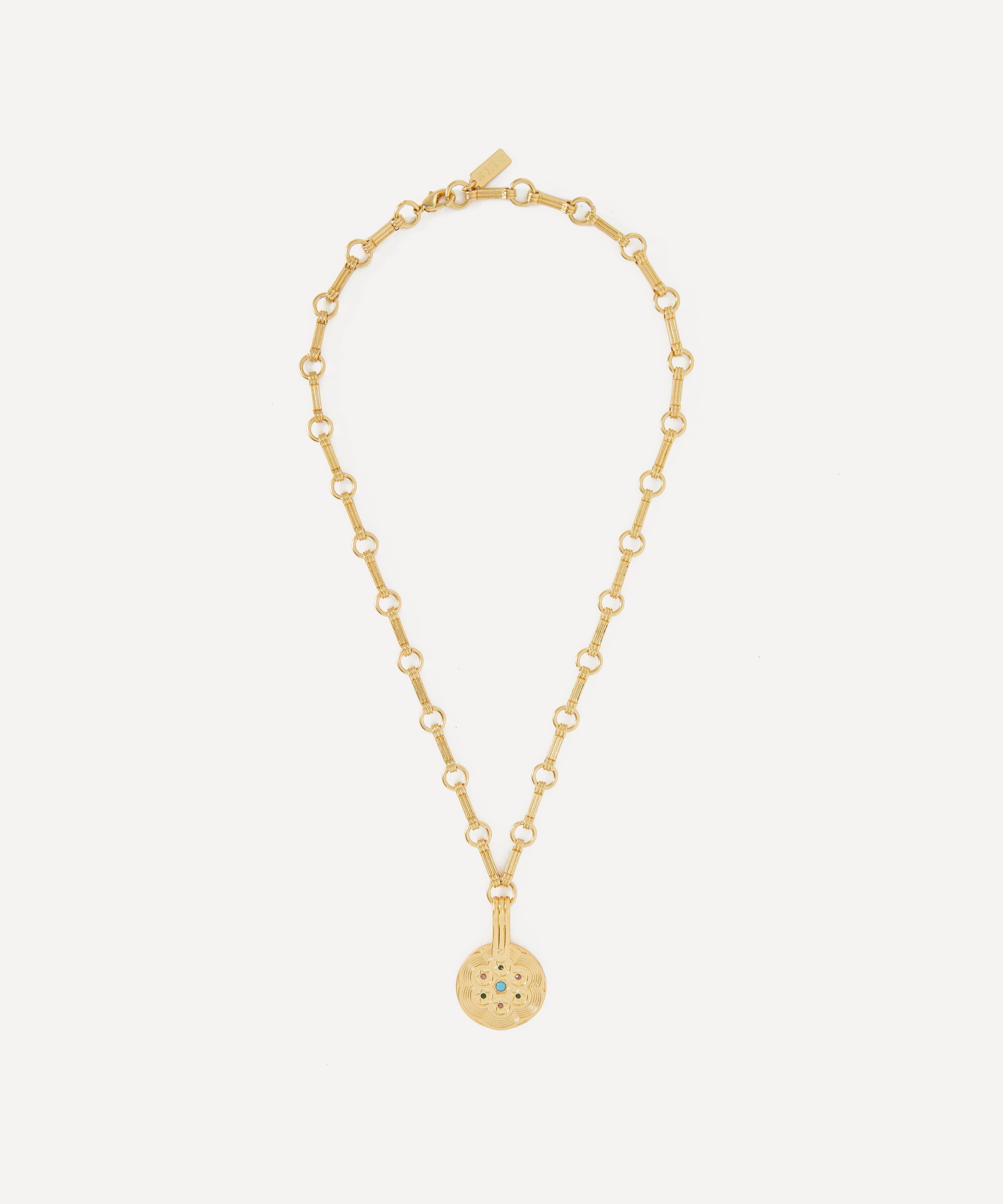 RIXO - 18ct Gold Plated Sol Pendant Necklace image number 1