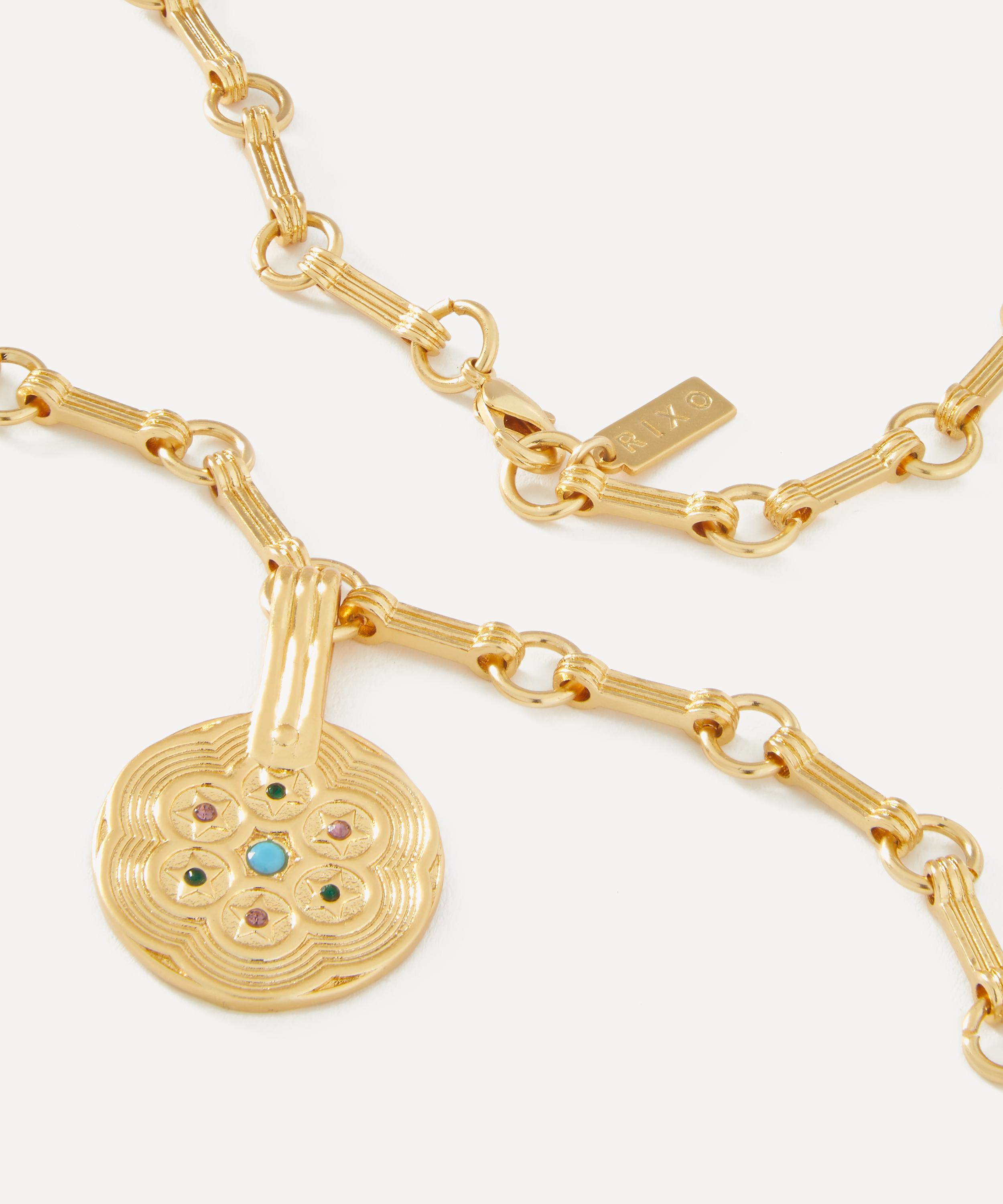 RIXO - 18ct Gold Plated Sol Pendant Necklace image number 2