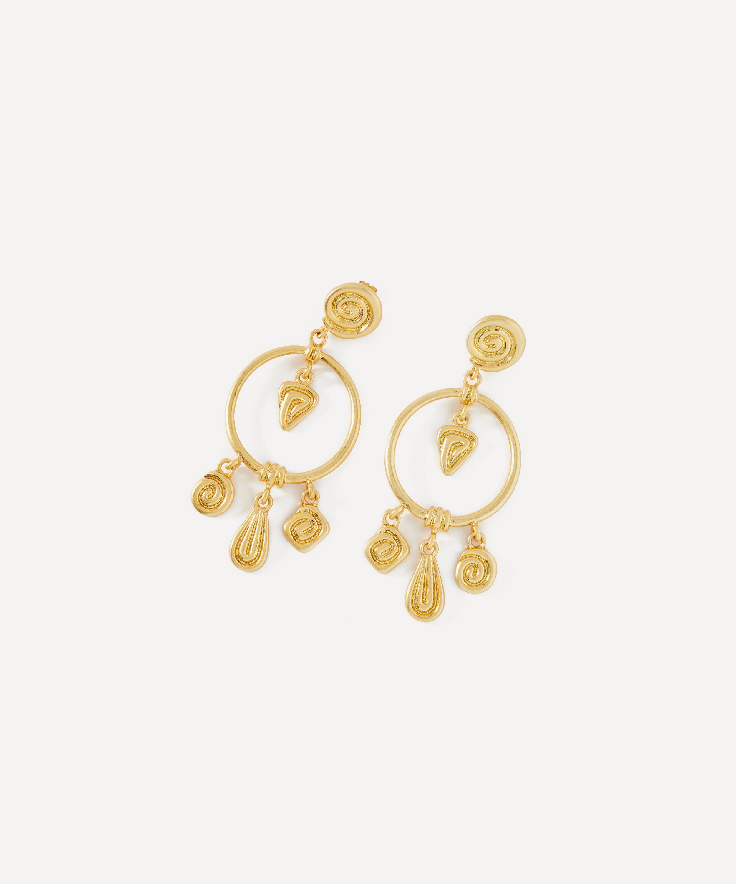RIXO - 18ct Gold Plated Thome Drop Earrings image number 1