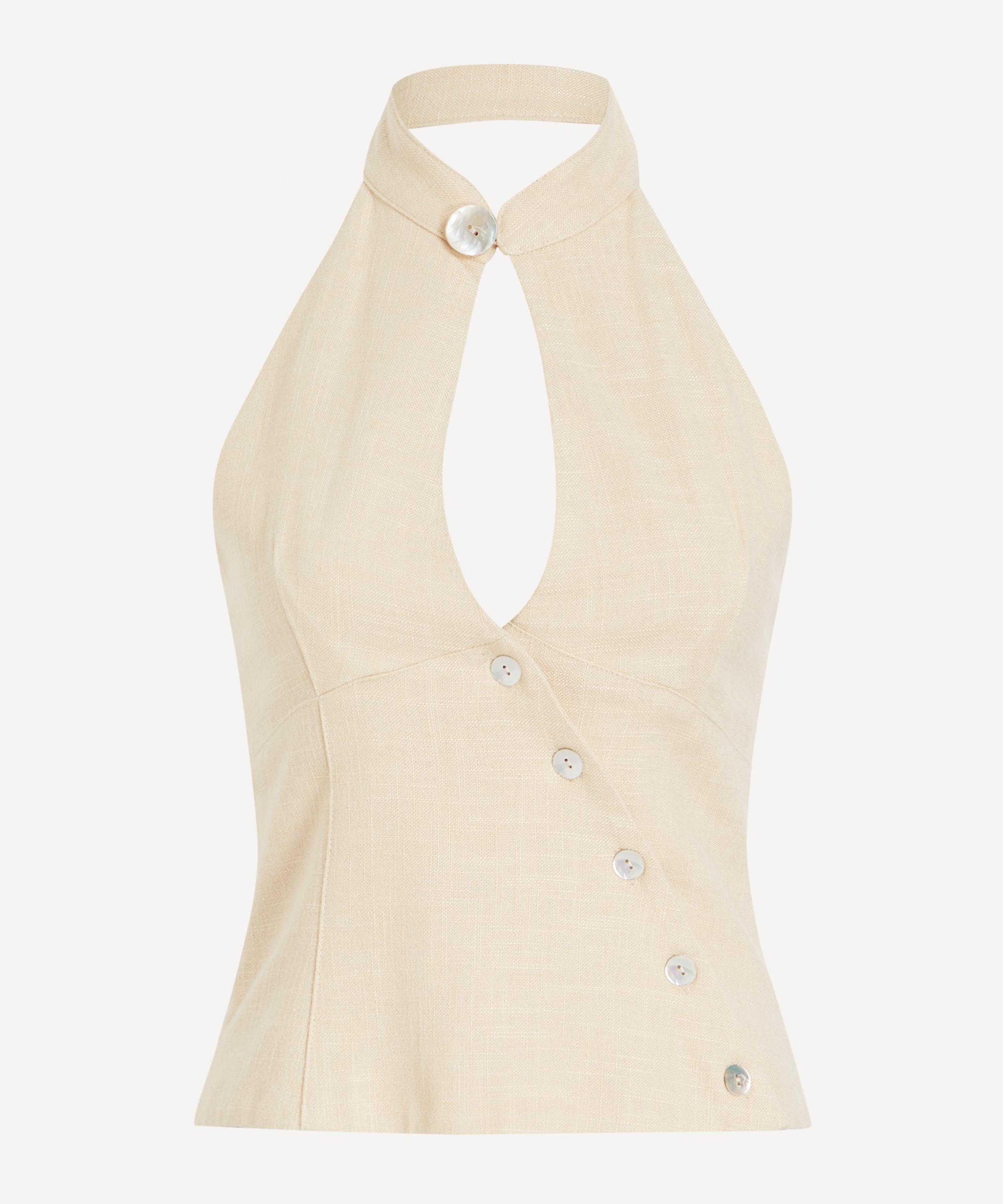 Coloma's - Chloe Beige Structured Halterneck Top
