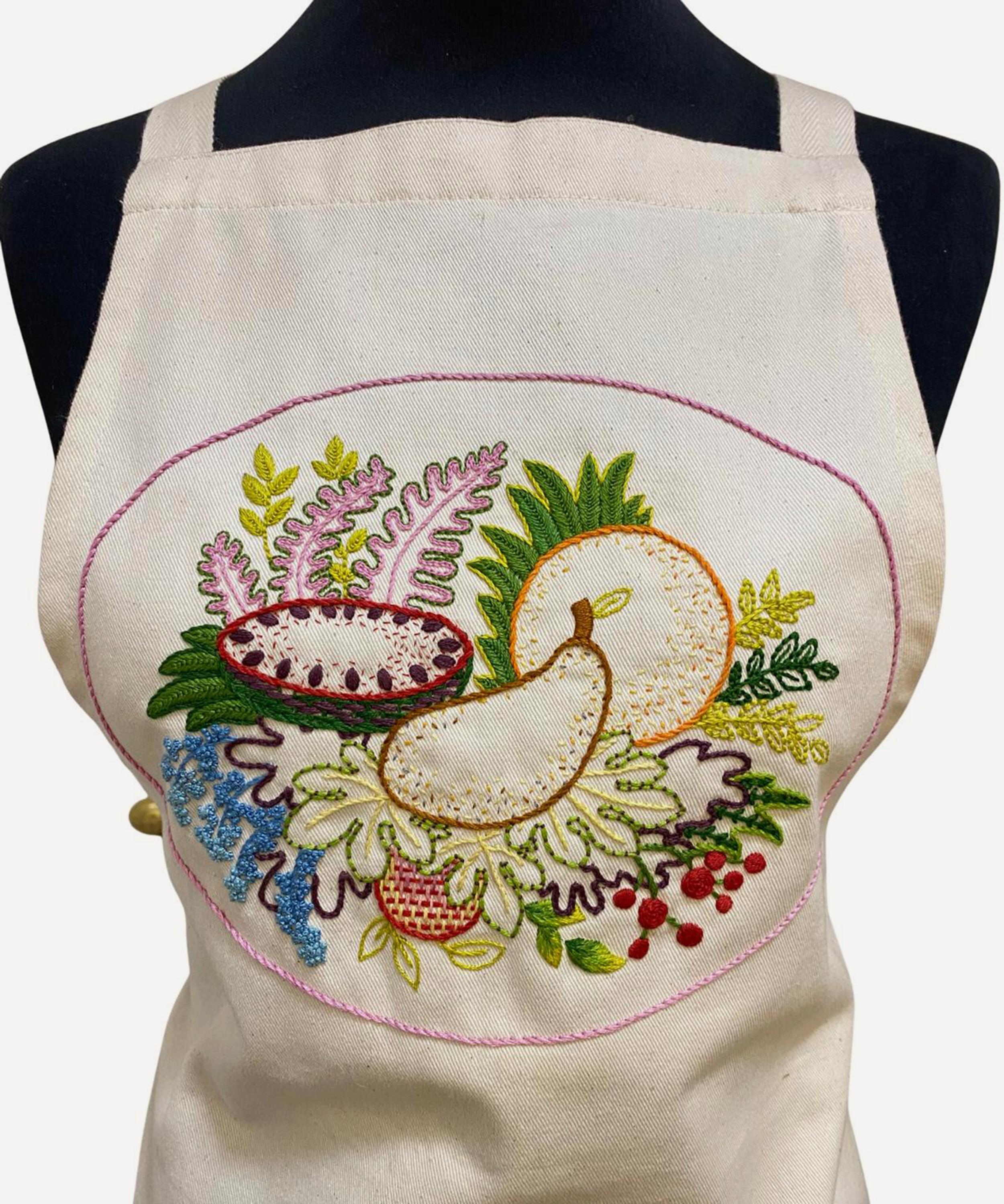 Royal School of Needlework - Nature&rsquo;s Bounty Embroidered Apron Kit image number 1