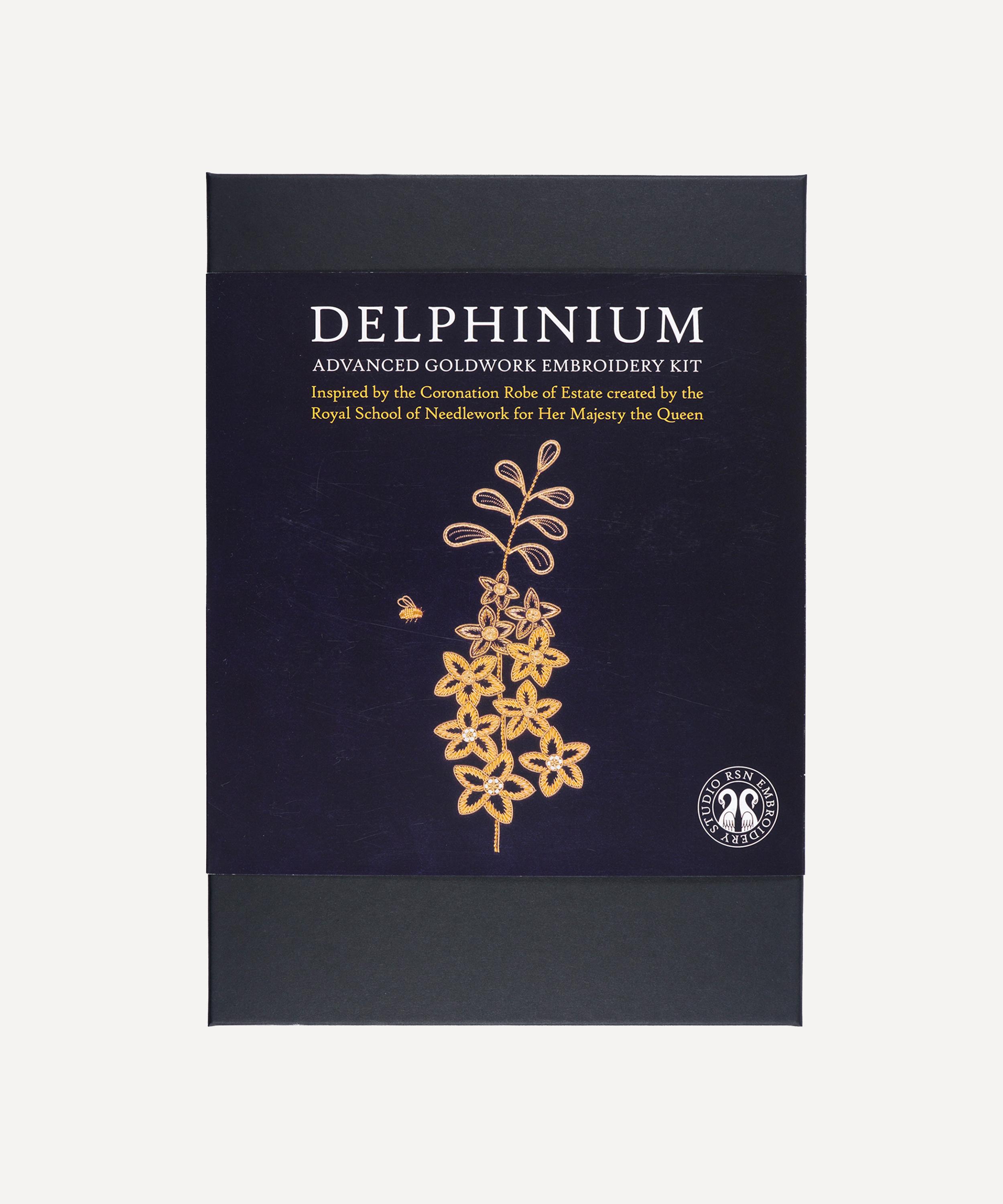 Royal School of Needlework - Delphiniums and Bee Goldwork Embroidery Kit image number 1