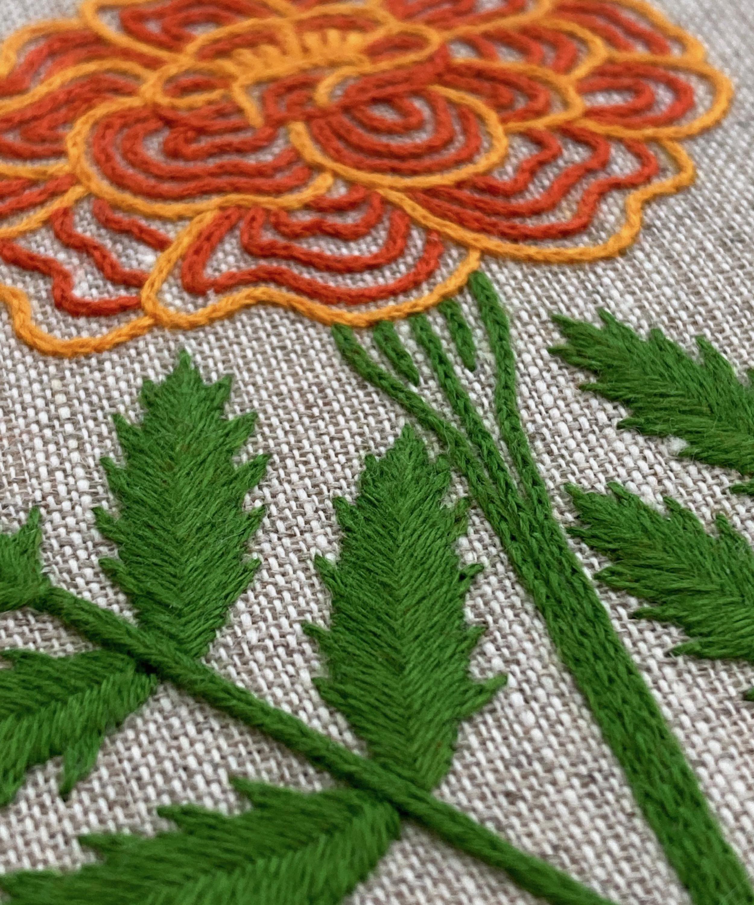 Royal School of Needlework - October Marigold Embroidery Kit image number 1