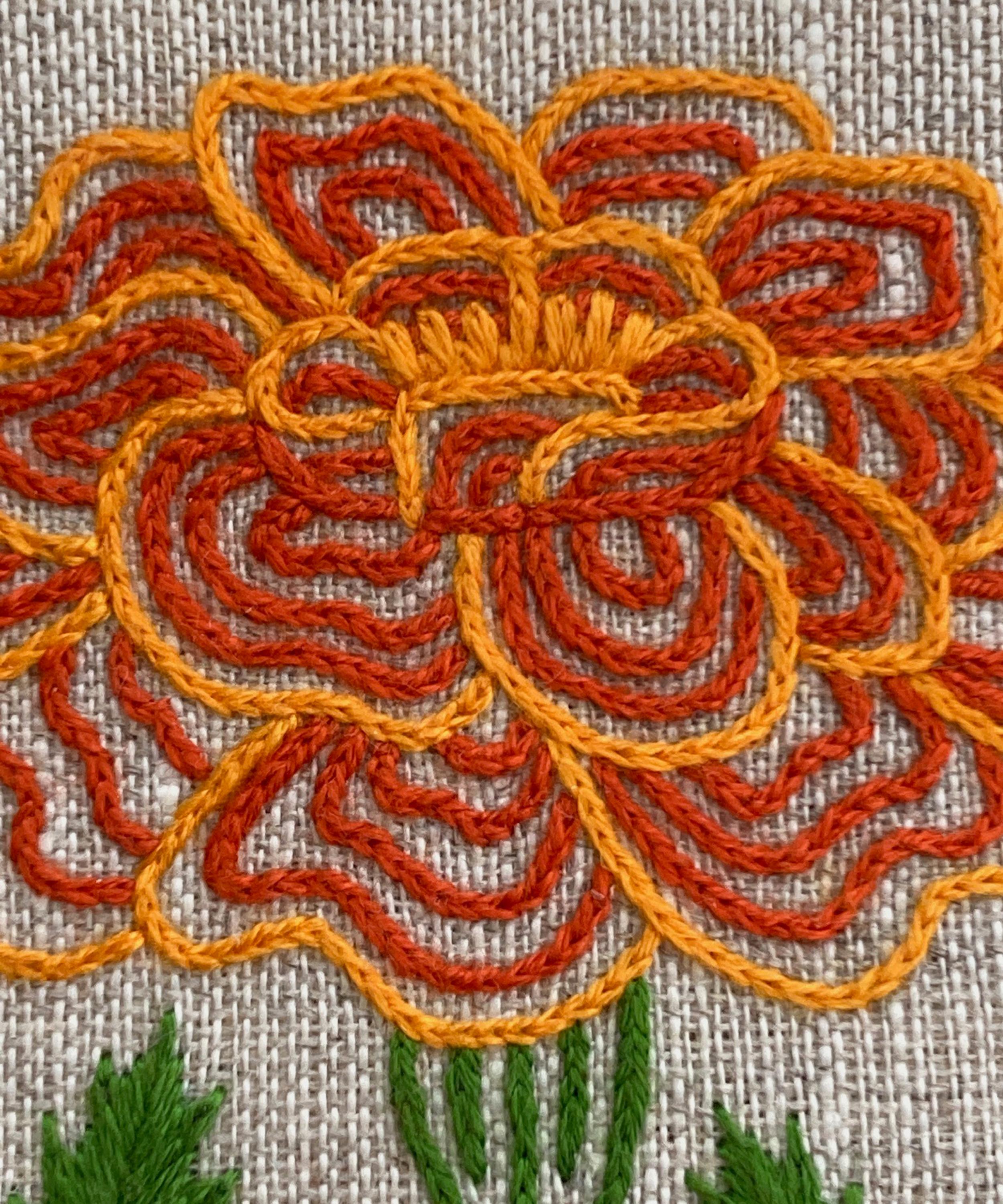 Royal School of Needlework - October Marigold Embroidery Kit image number 2
