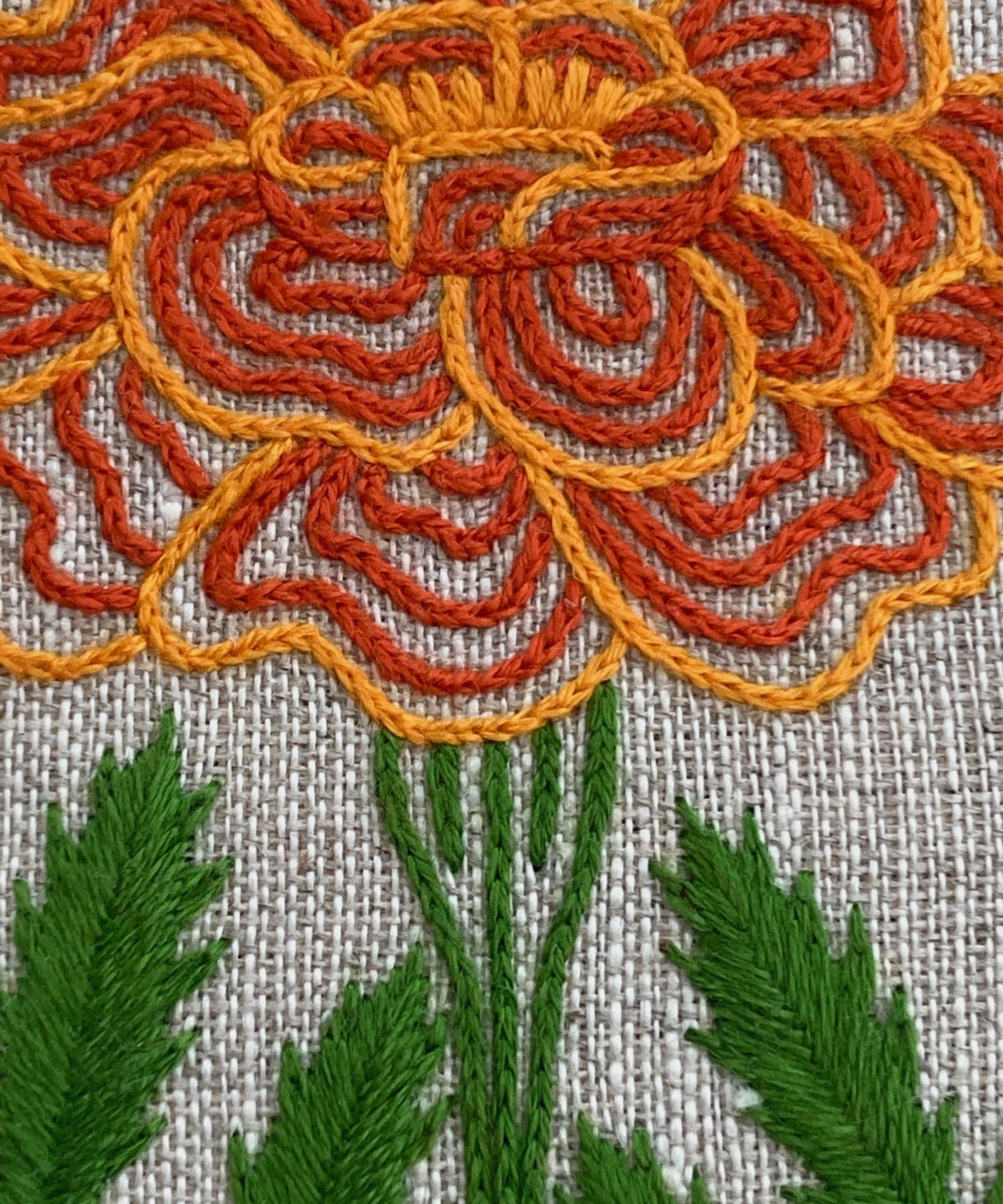 Royal School of Needlework - October Marigold Embroidery Kit image number 4