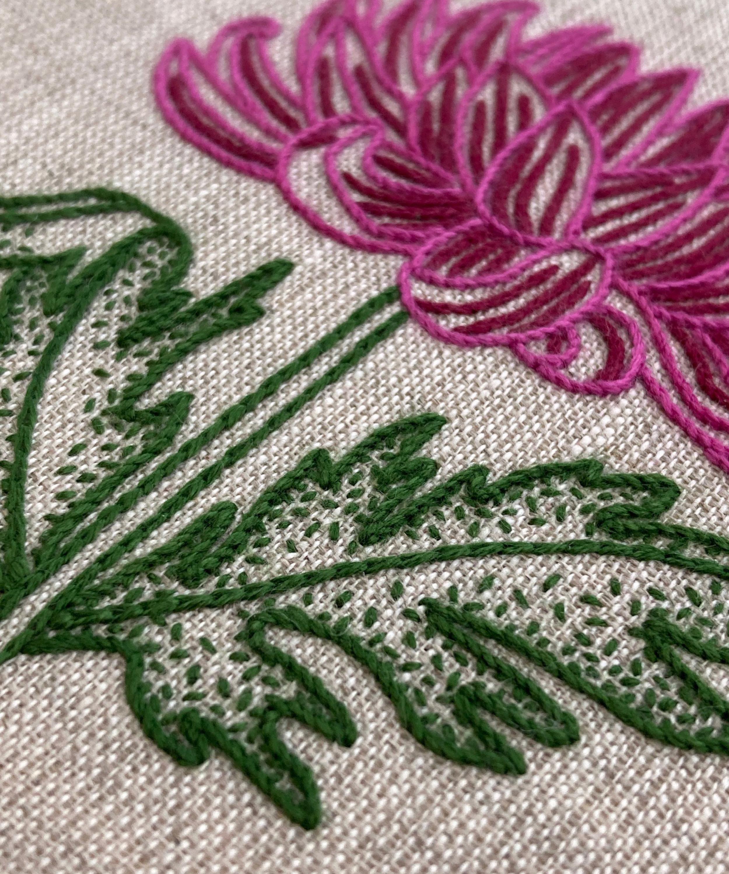 Royal School of Needlework - November Chrysanthemum Embroidery Kit image number 1