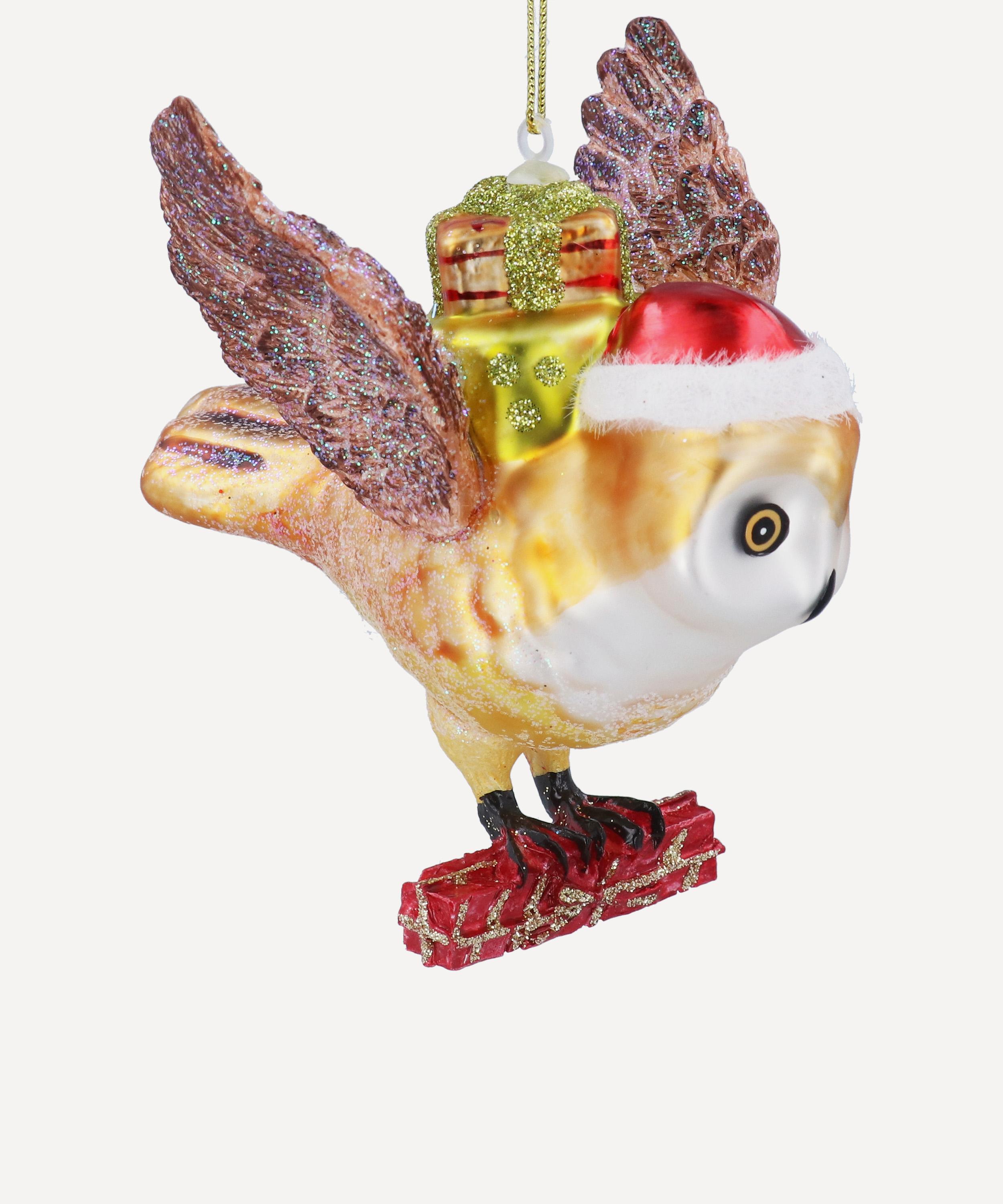 Christmas - Flying Owl with Gifts Glass Ornament image number 0
