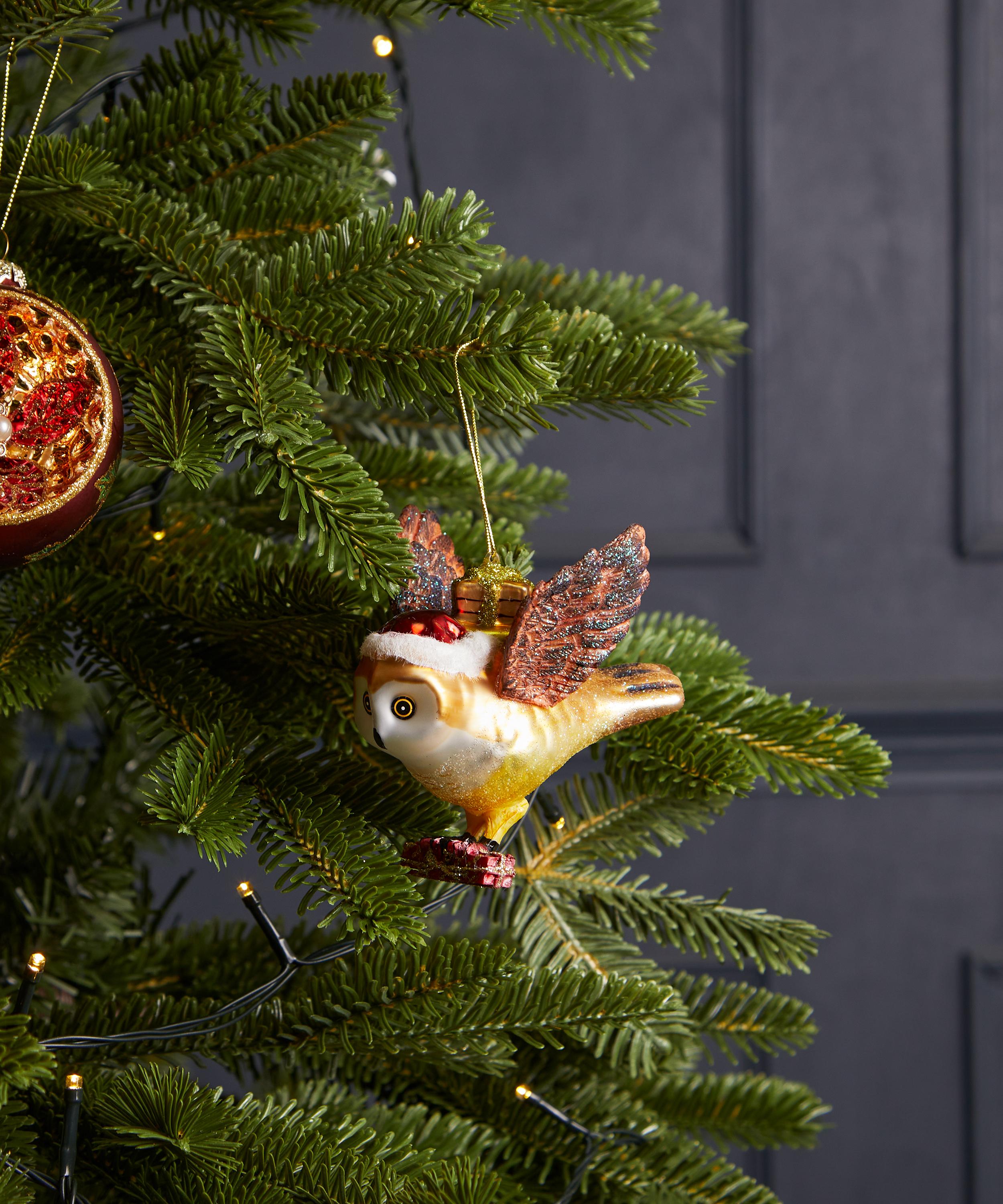Christmas - Flying Owl with Gifts Glass Ornament image number 1