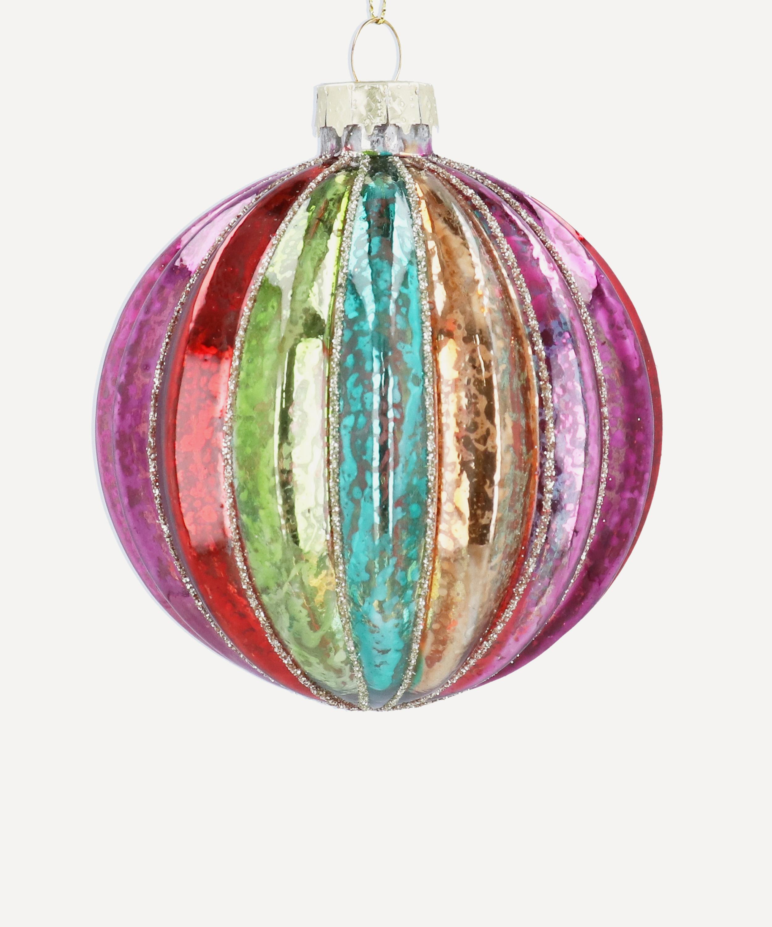 Christmas - Ribbed Rainbow Glass Ornament image number 0