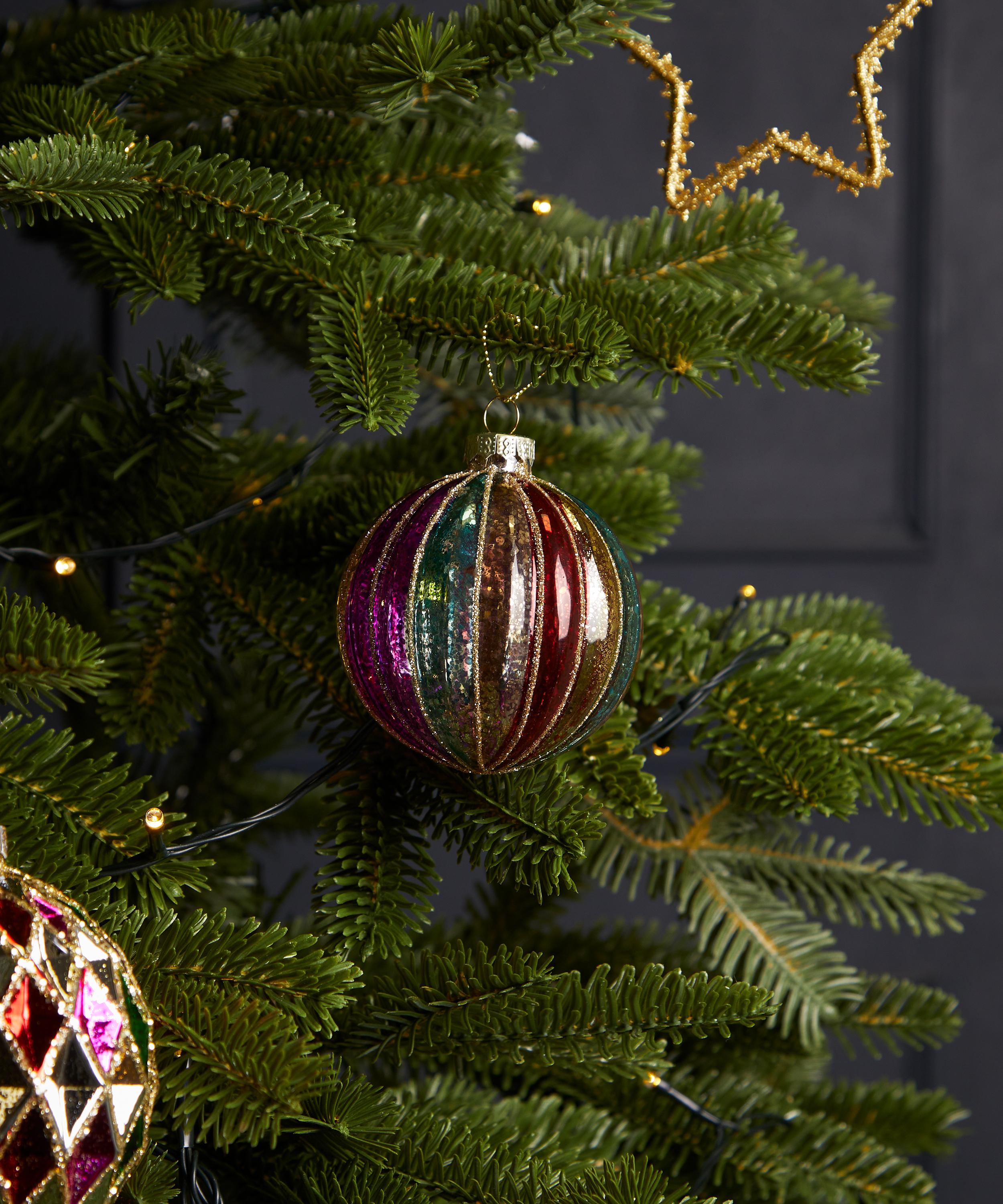 Christmas - Ribbed Rainbow Glass Ornament image number 1