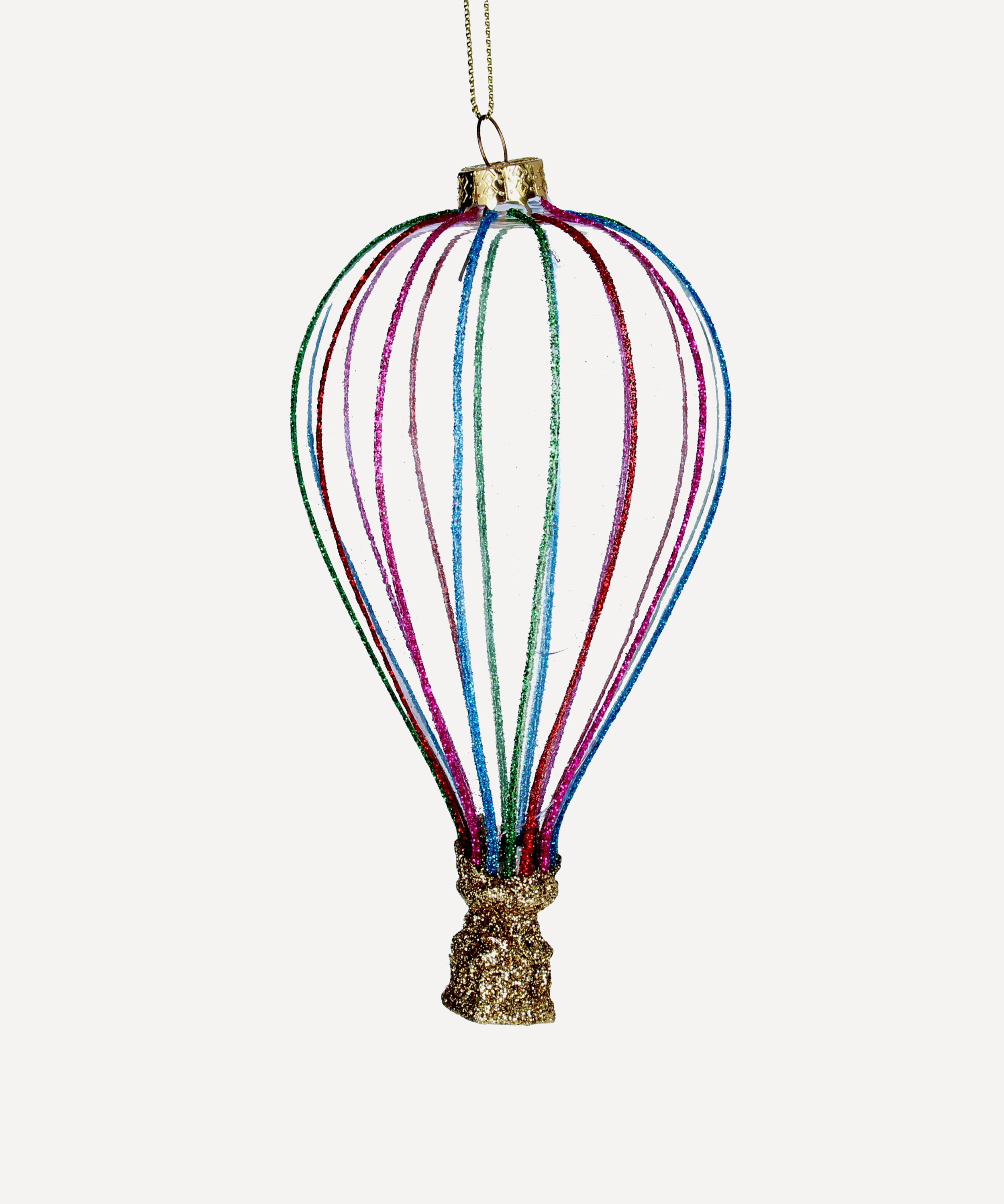 Christmas - Rainbow Hot Air Balloon Glass Ornament image number 0