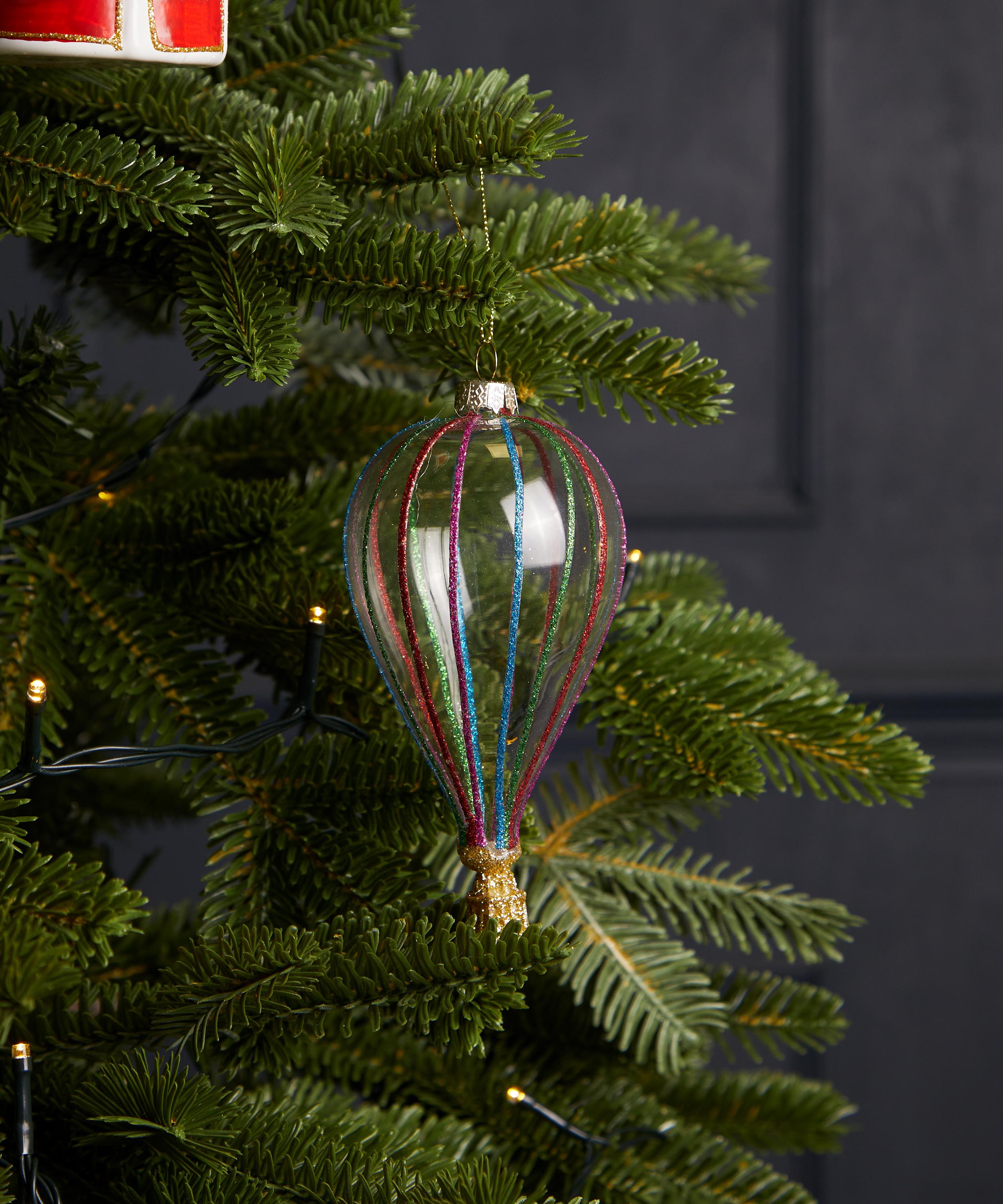 Christmas - Rainbow Hot Air Balloon Glass Ornament image number 1