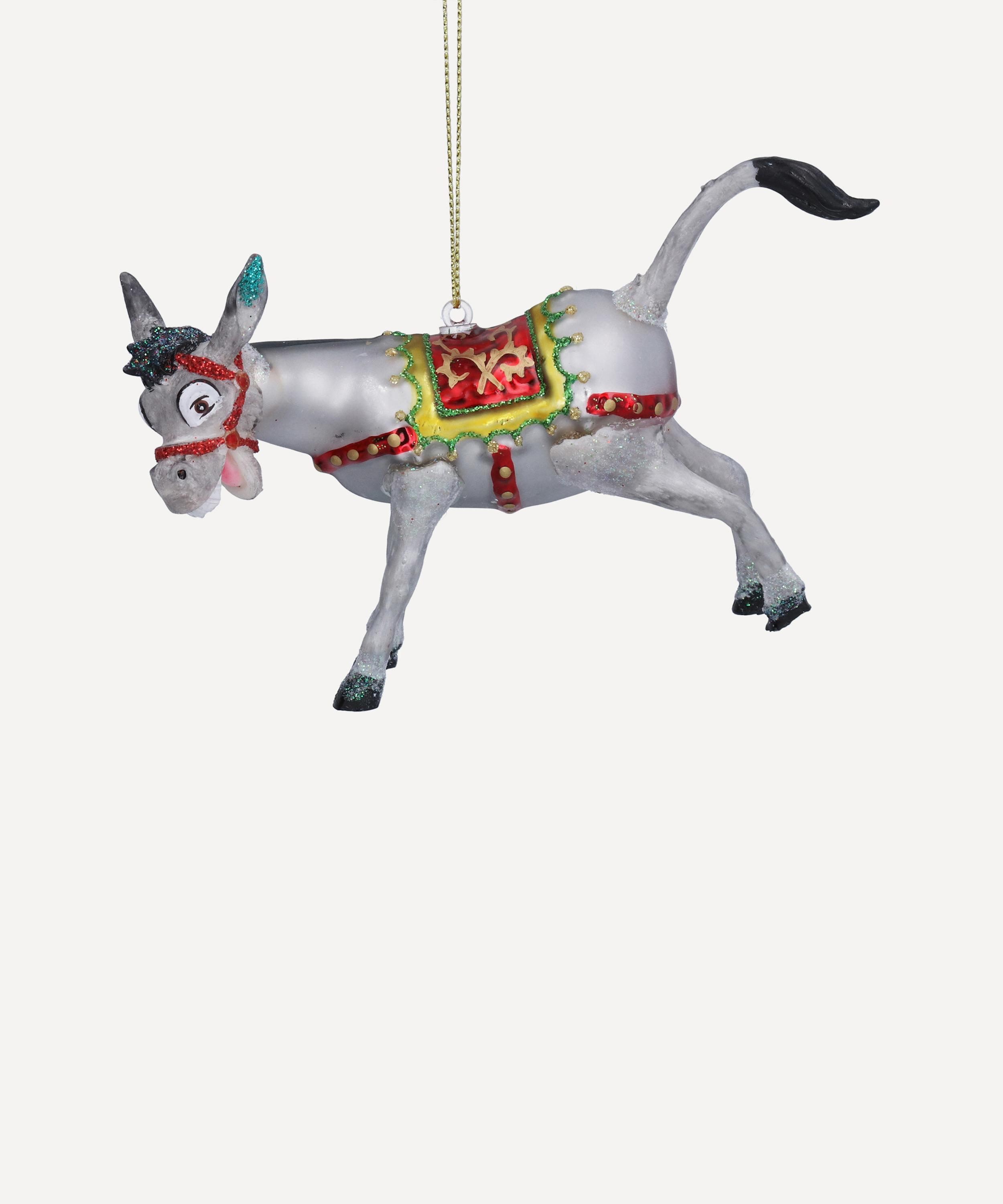 Christmas - Laughing Donkey Glass Ornament image number 0