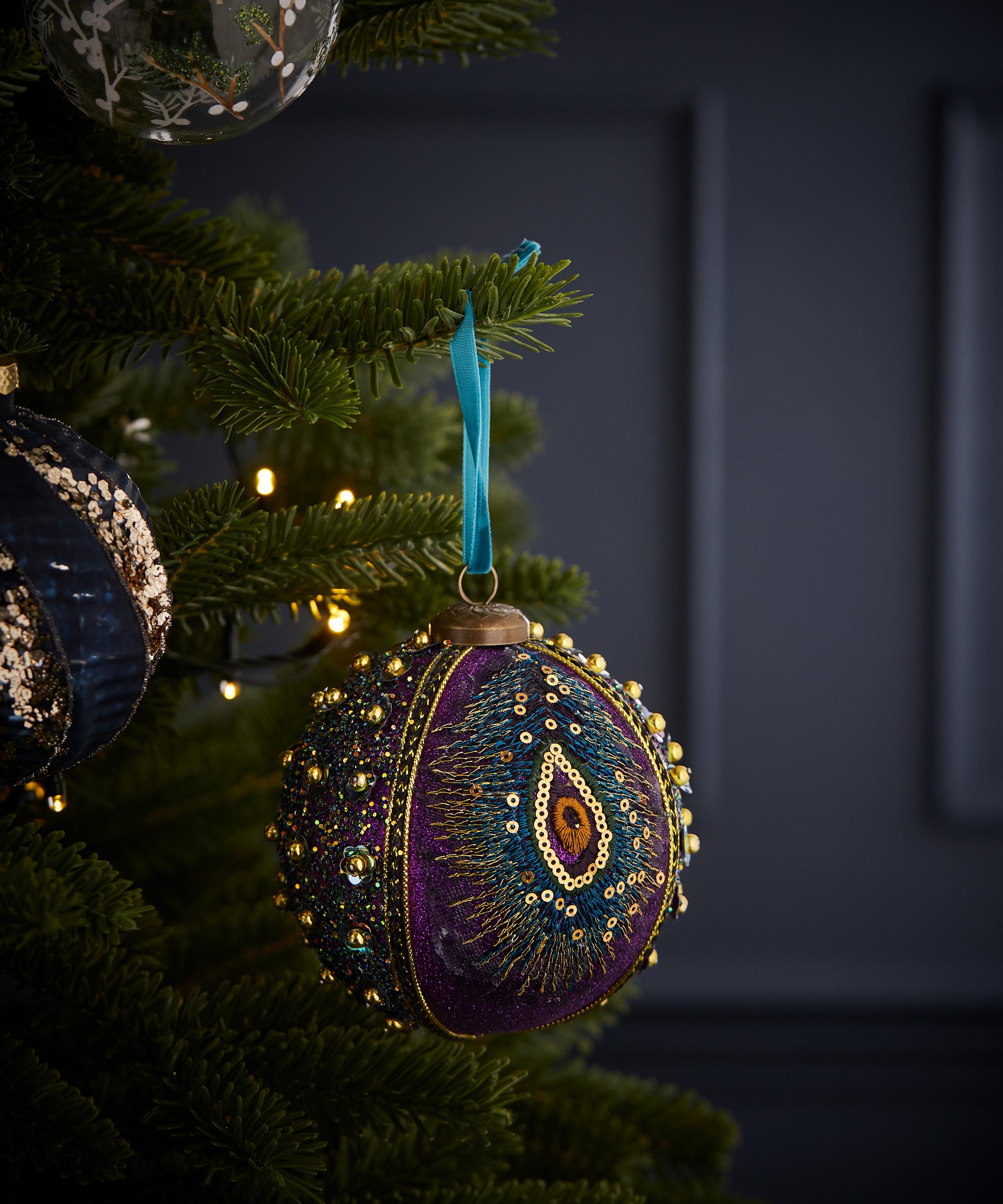 Christmas - Peacock Glitter and Sequin Ornament image number 1