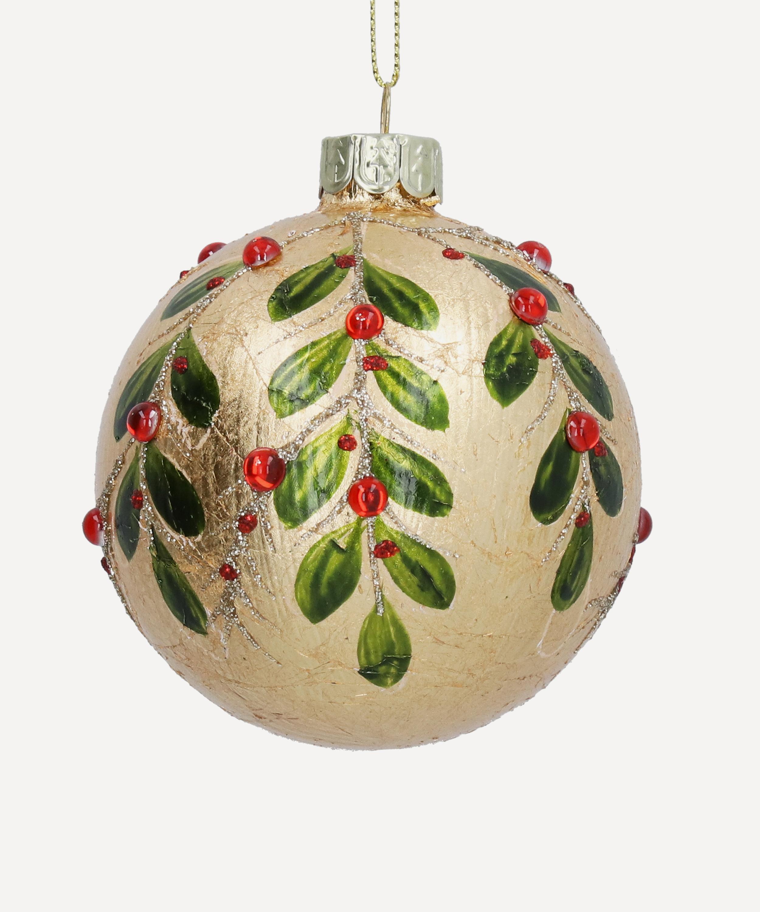Christmas - Red Berry Vines Glass Ornament image number 0