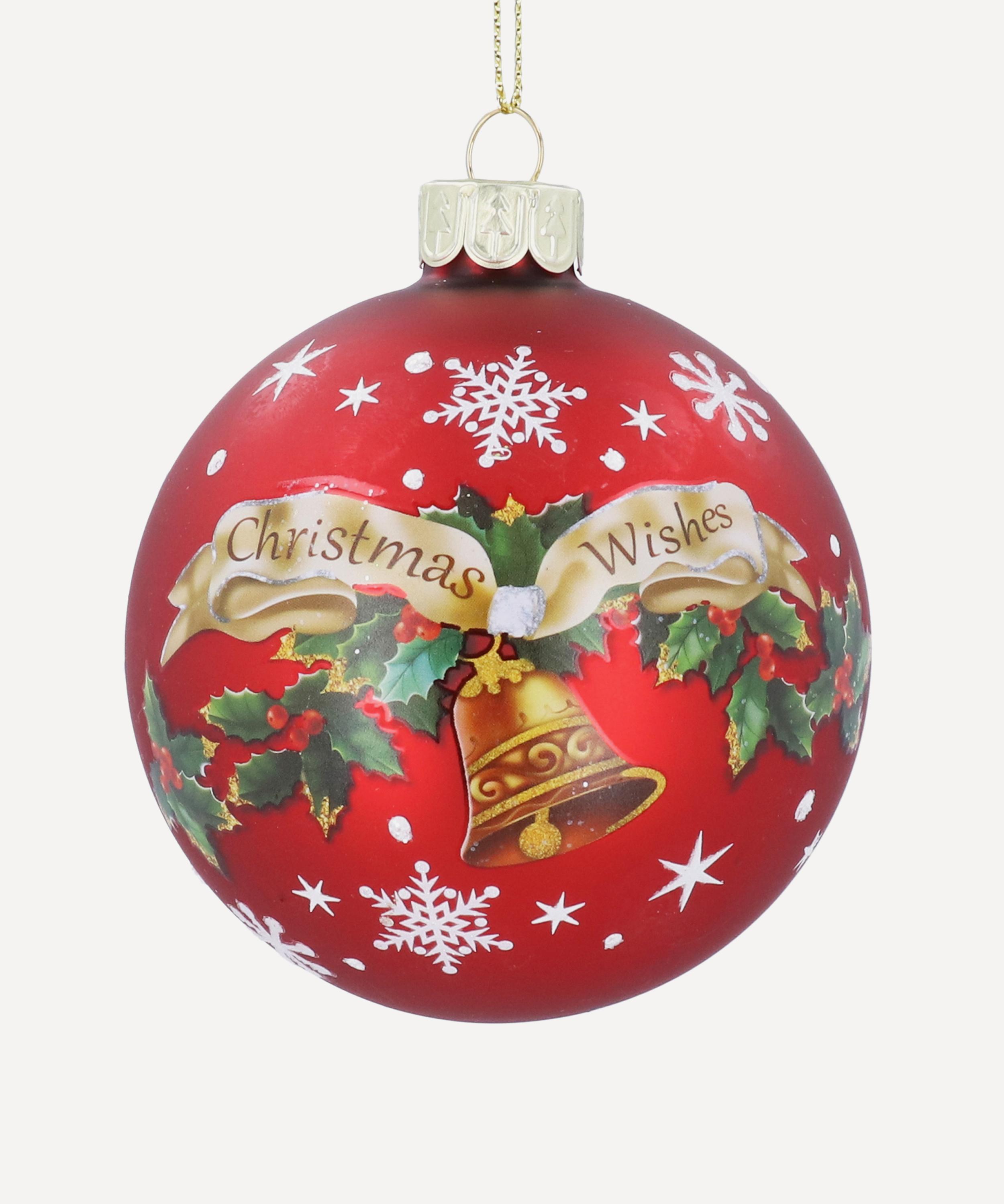 Christmas - Ribbon with Bell Red Glass Ornament image number 0