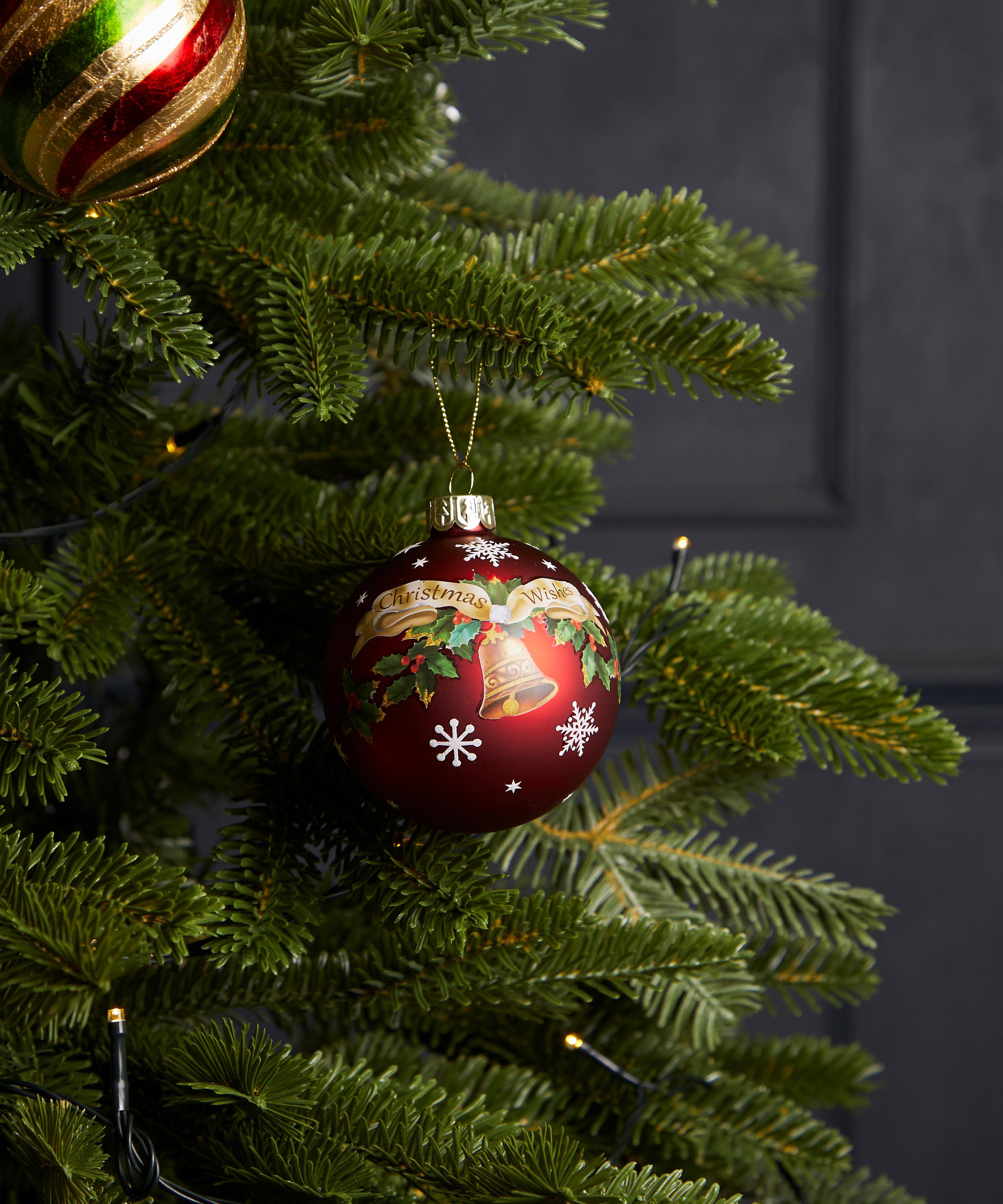 Christmas - Ribbon with Bell Red Glass Ornament image number 1
