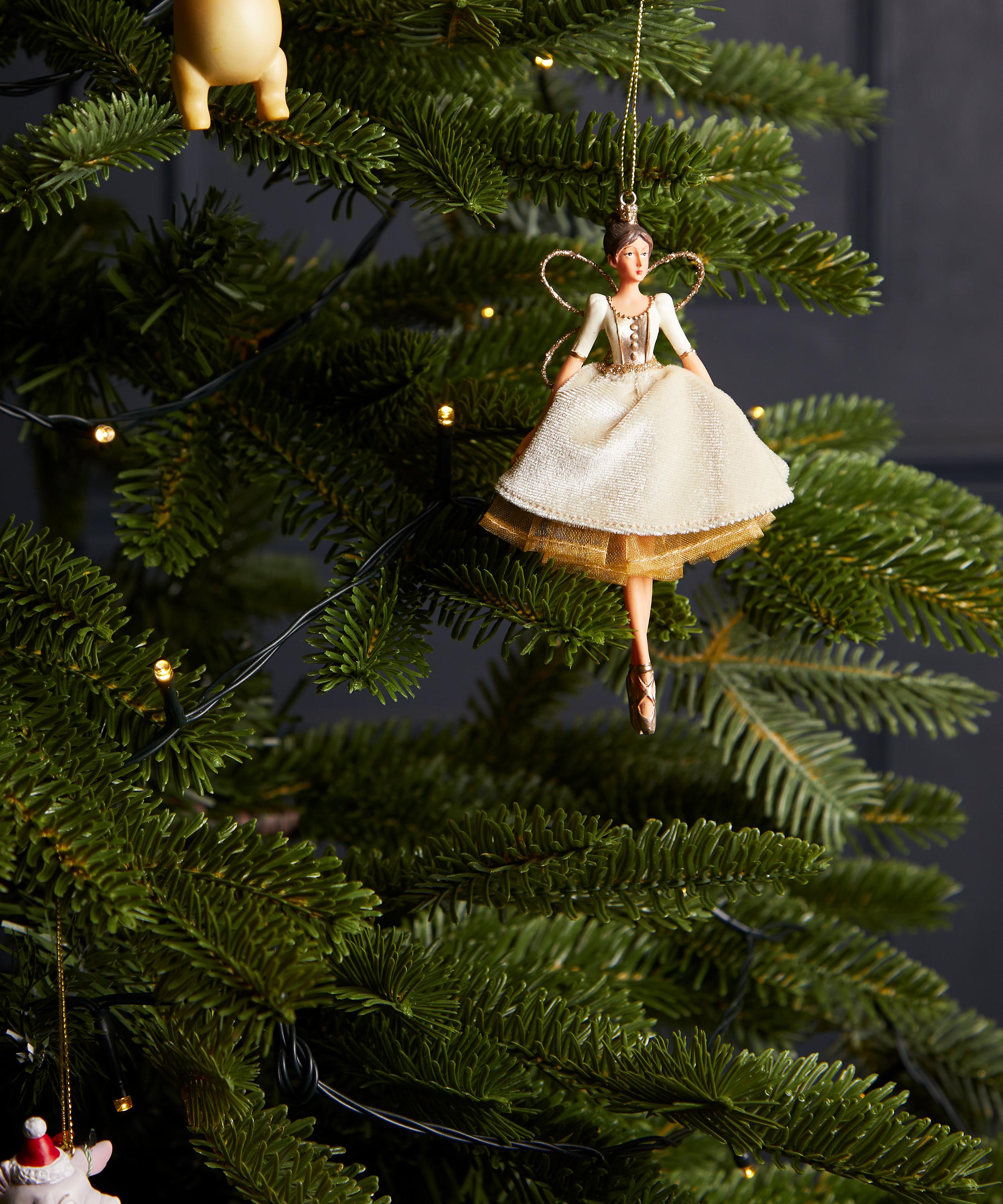 Christmas - Fairy in Cream Fabric Dress Ornament image number 1