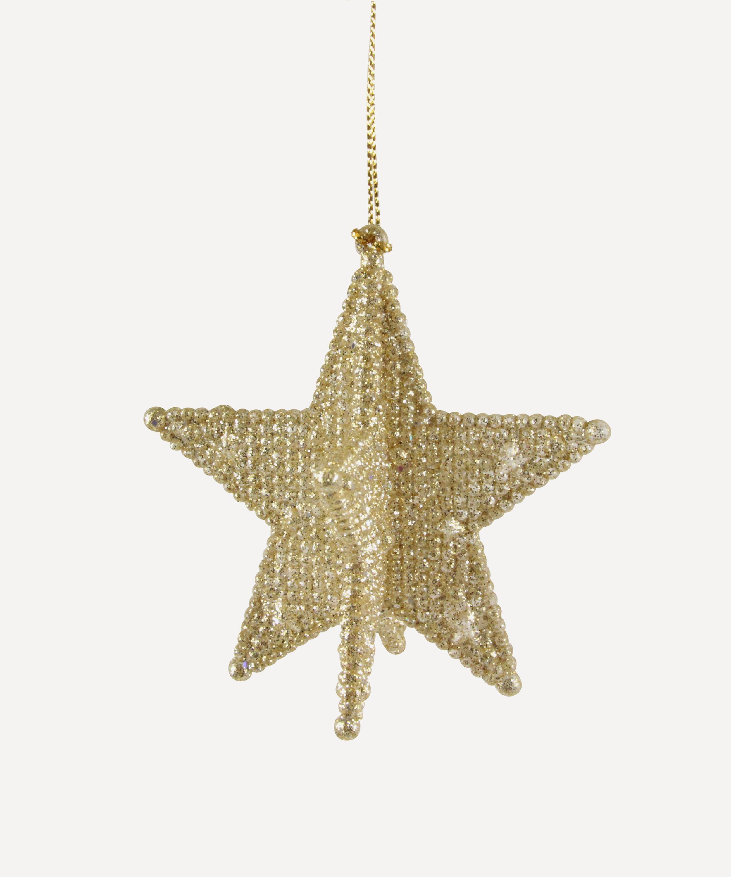 Christmas - Pale Gold Glitter Star Ornament image number 0