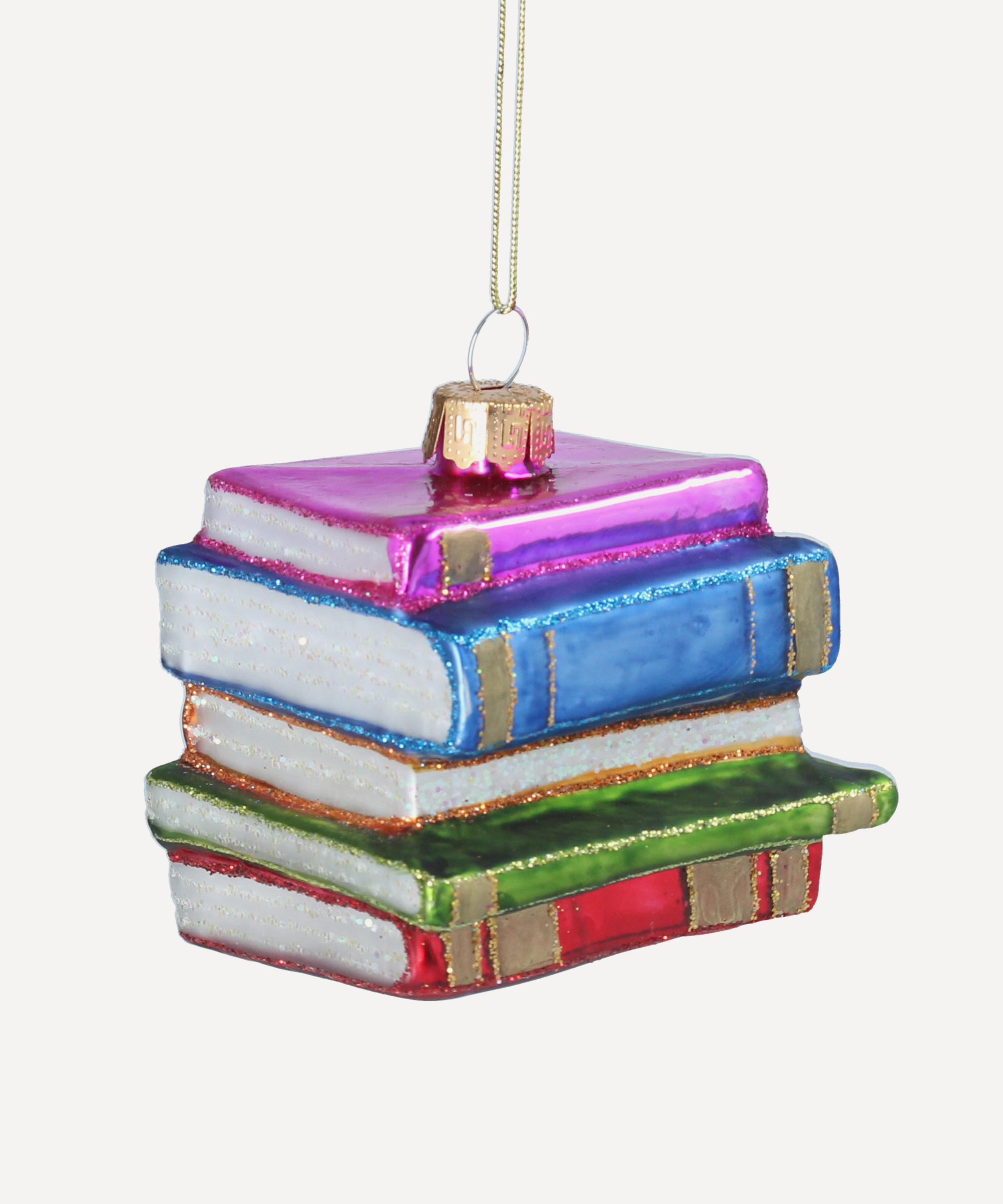 Christmas - Stack of Books Glass Ornament image number 0
