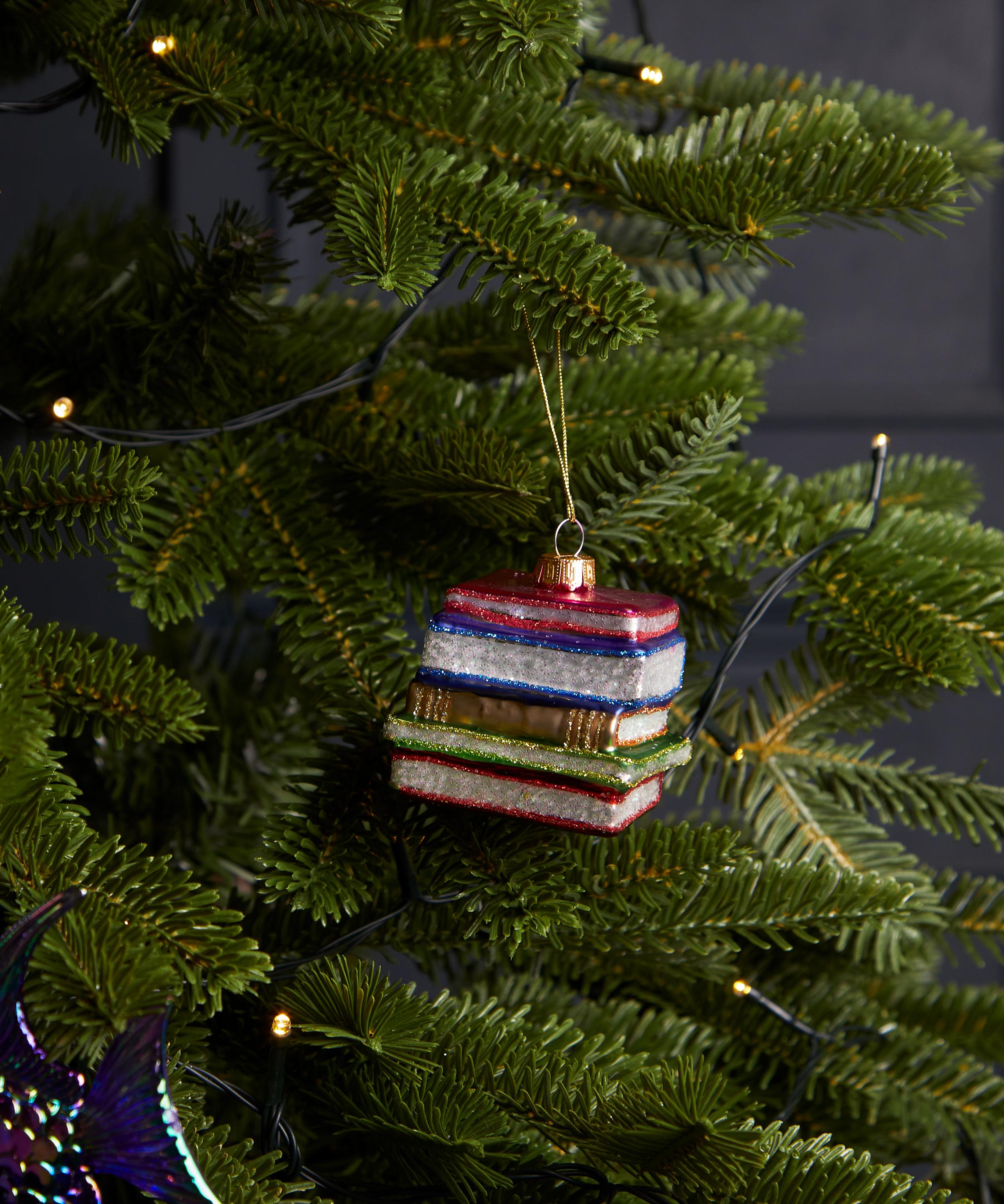 Christmas - Stack of Books Glass Ornament image number 1