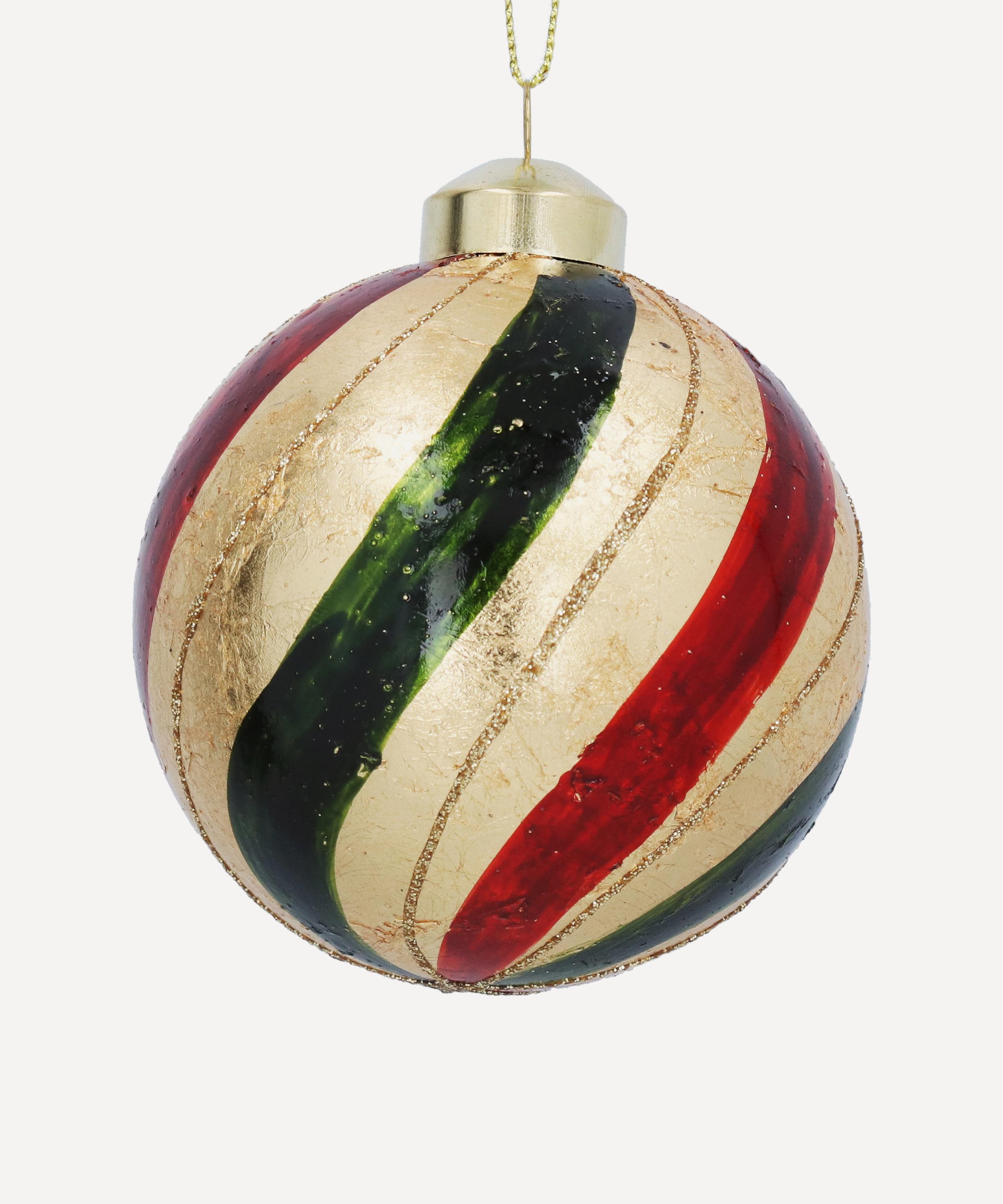 Christmas - Glitter Swirls Gold Foil Glass Ornament image number 0