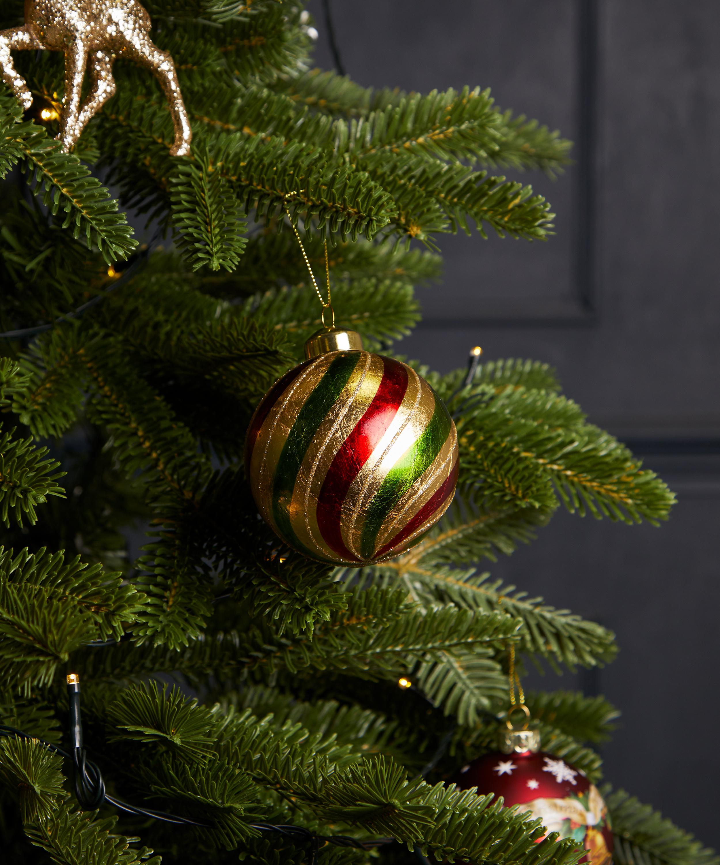 Christmas - Glitter Swirls Gold Foil Glass Ornament image number 1