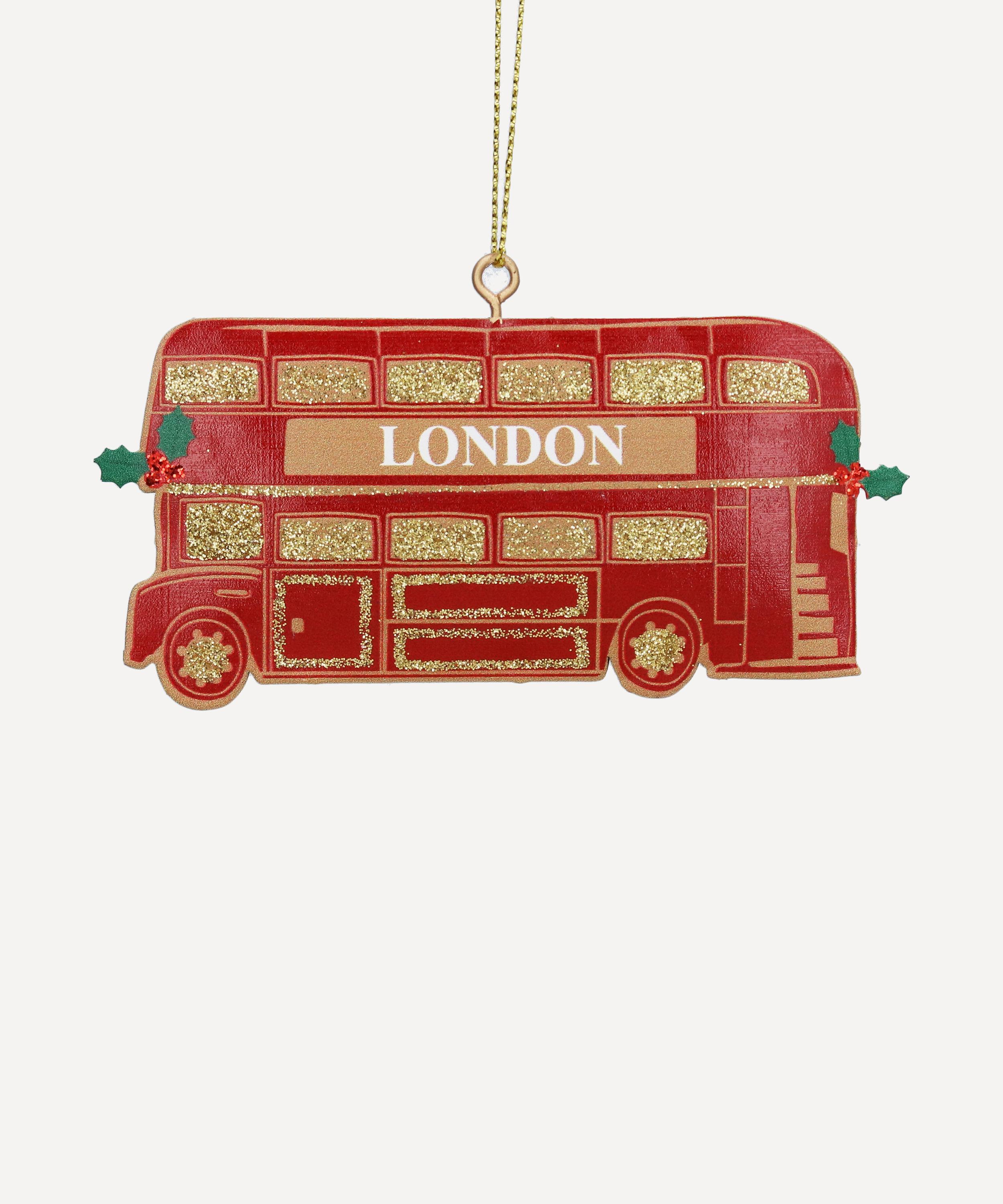 Christmas - Red and Gold London Bus Ornament image number 0