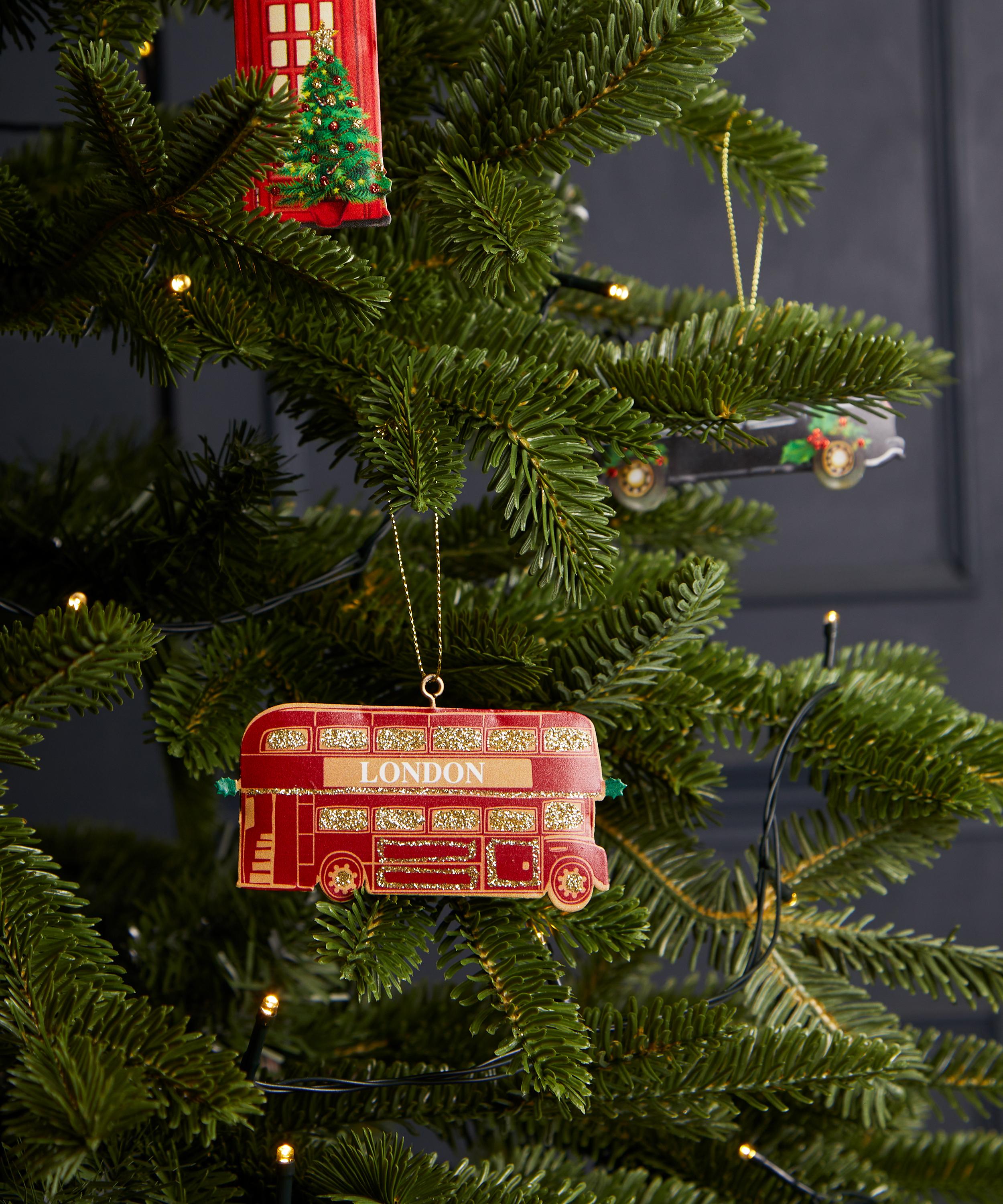 Christmas - Red and Gold London Bus Ornament image number 1