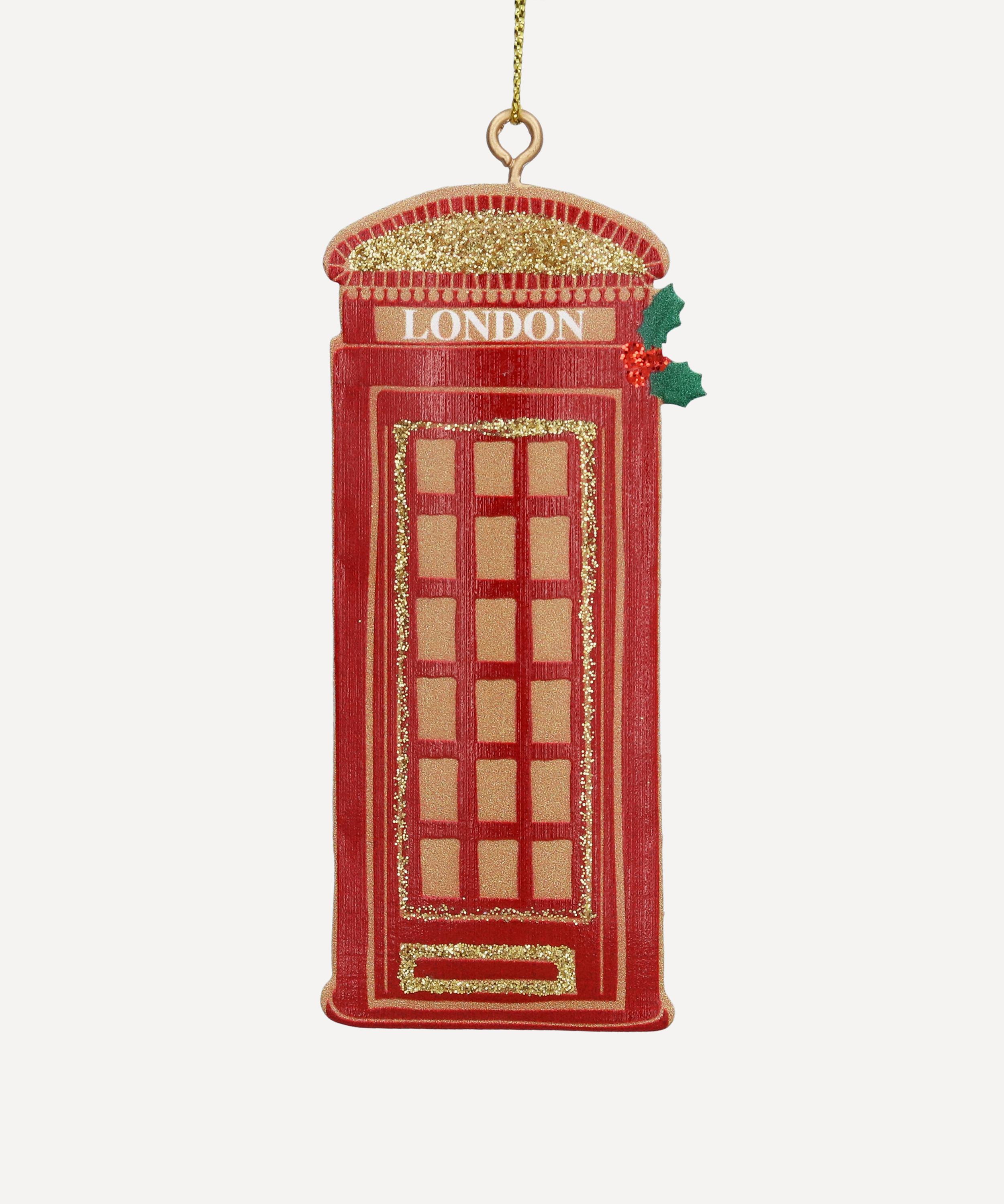 Christmas - Red and Gold London Telephone Box Ornament image number 0