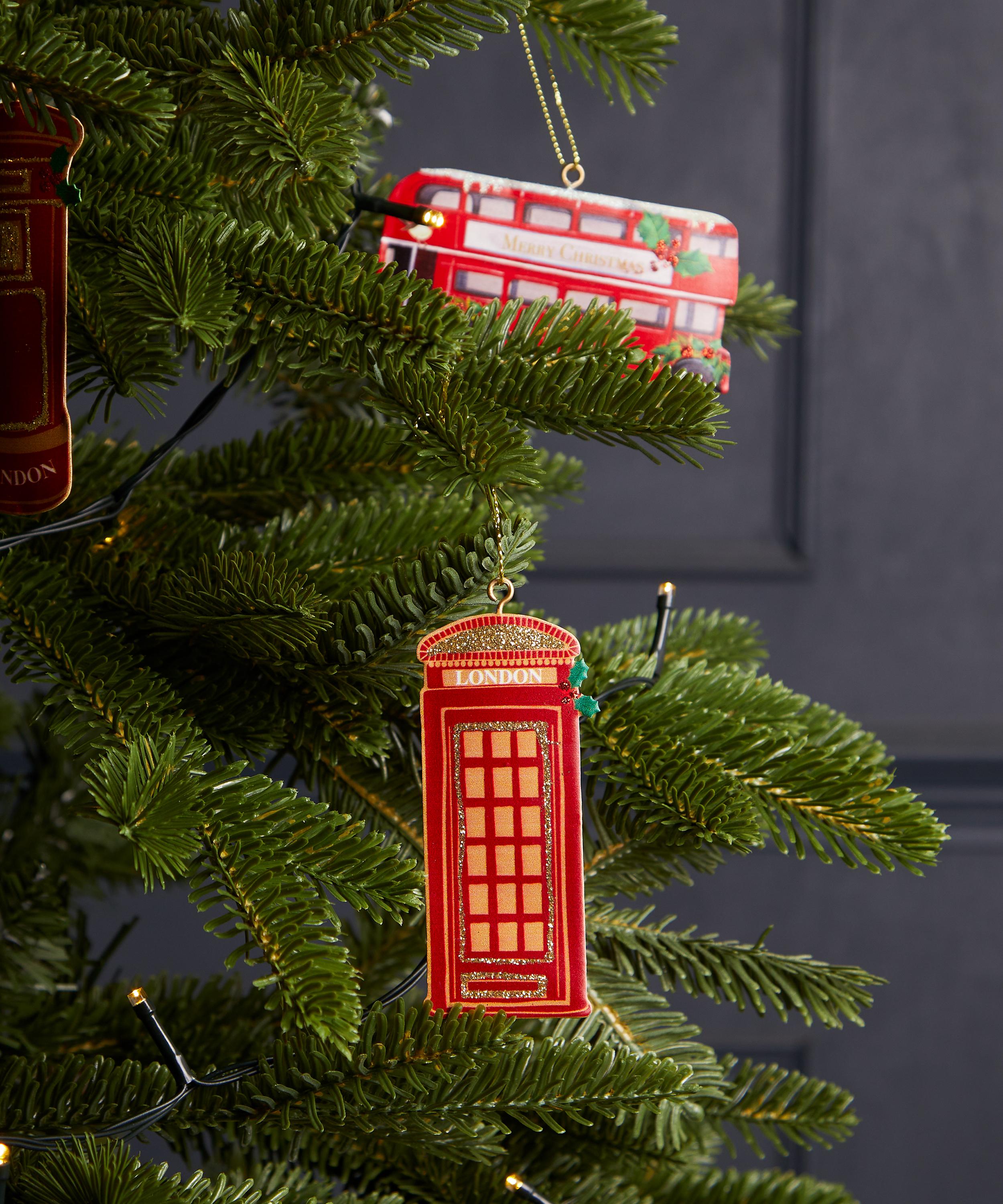 Christmas - Red and Gold London Telephone Box Ornament image number 1