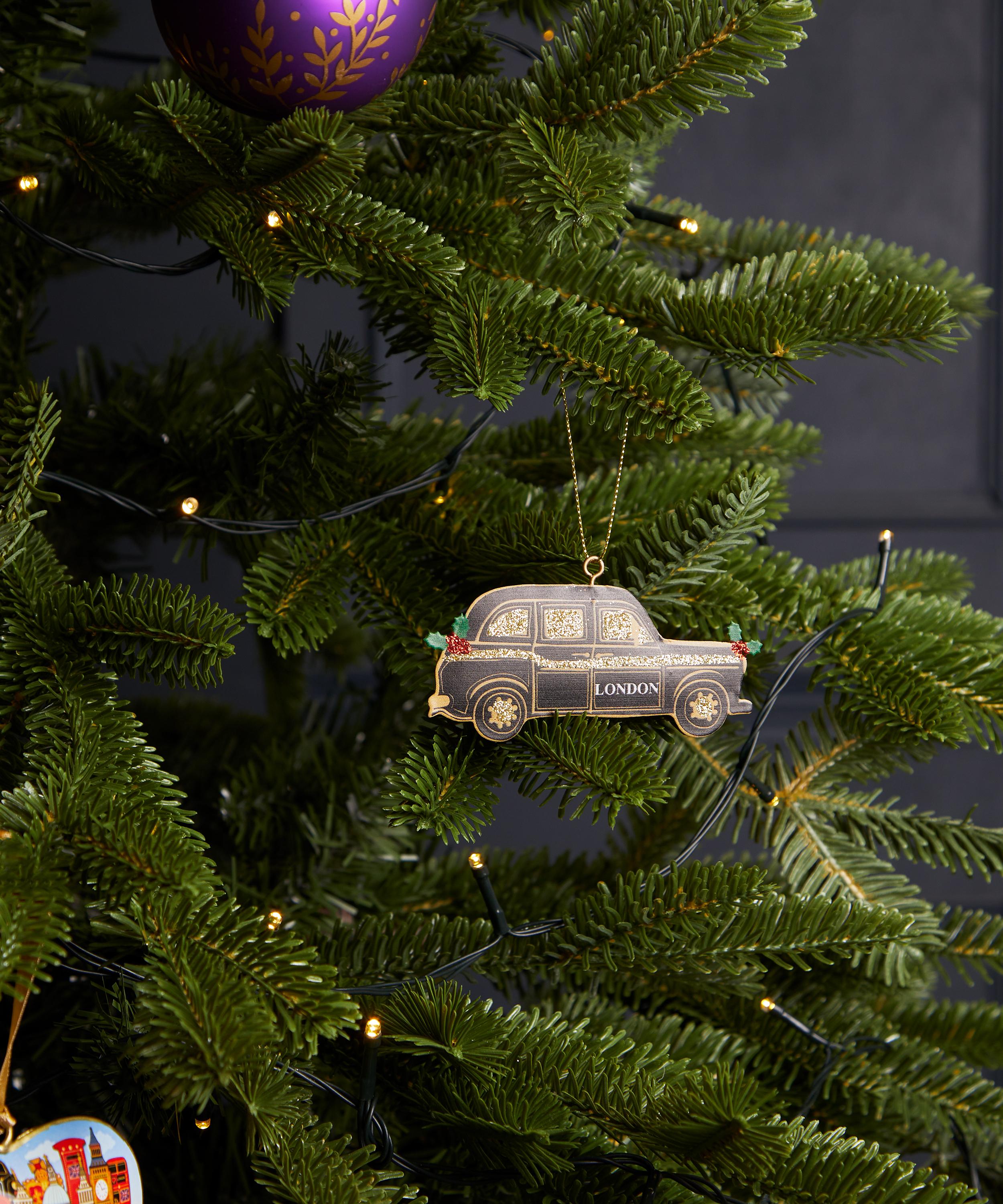 Christmas - Gold Glitter London Taxi Ornament image number 1