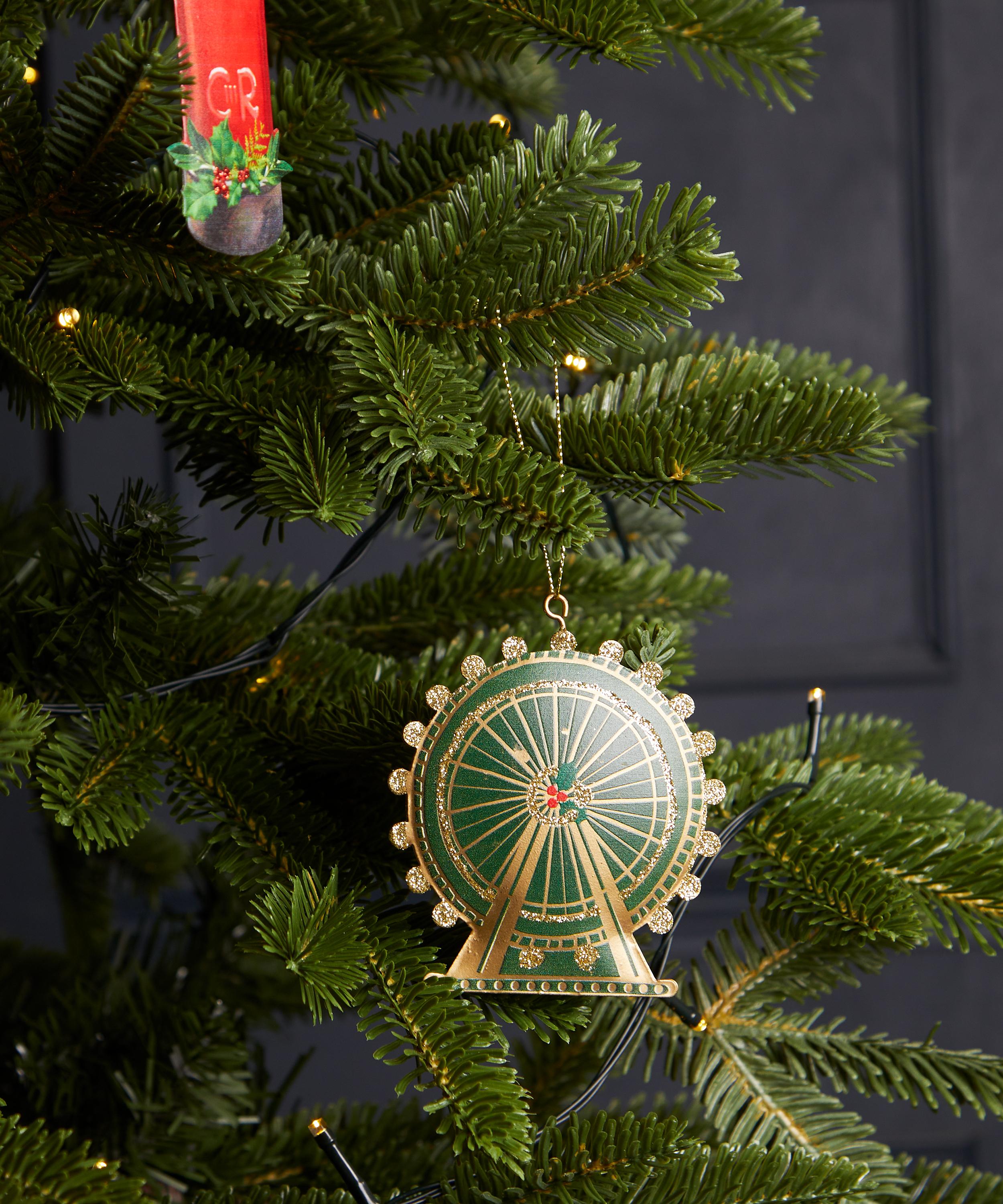 Christmas - Green and Gold London Eye Ornament image number 1