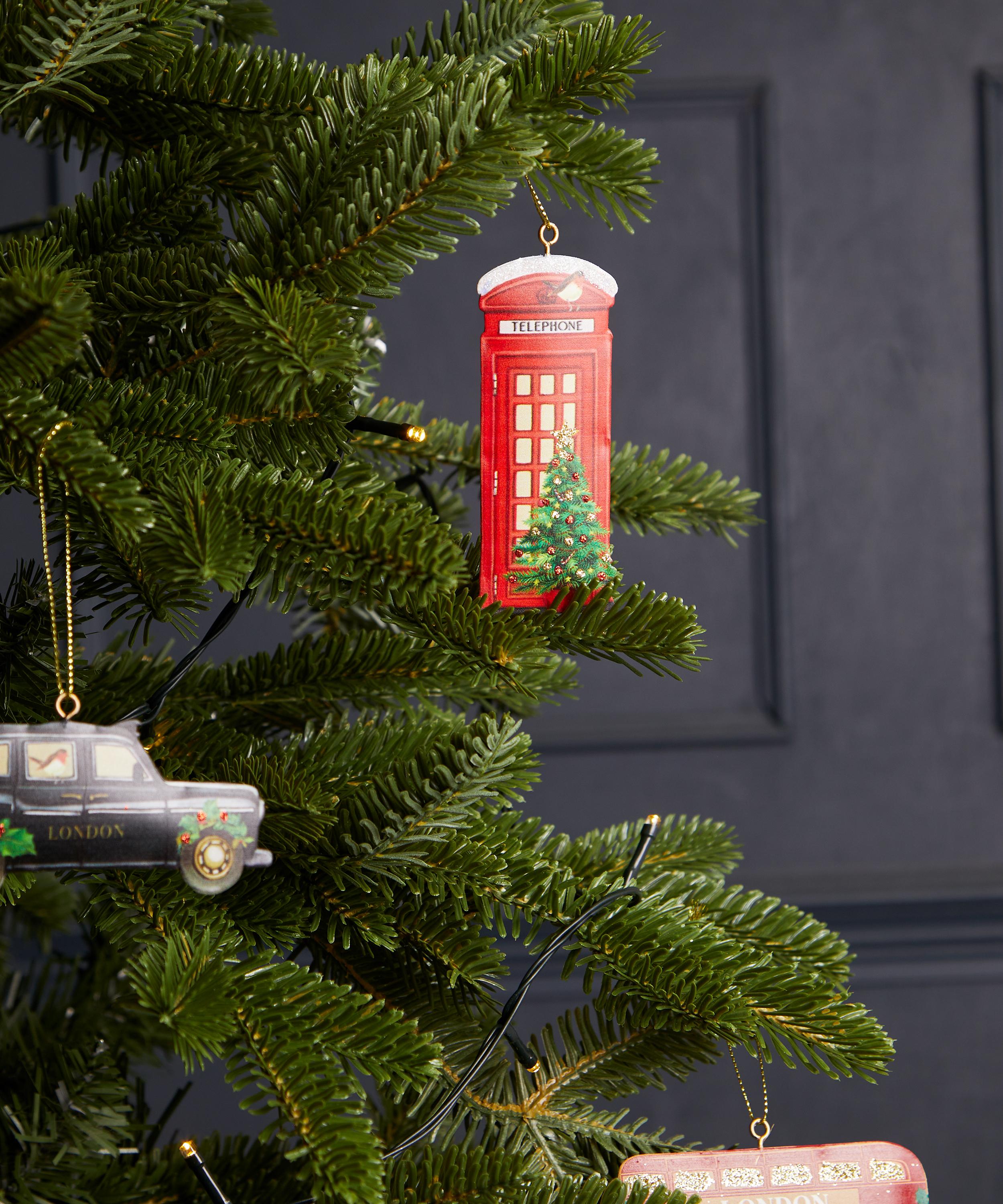 Christmas - London Phone Box with Holly Ornament image number 1