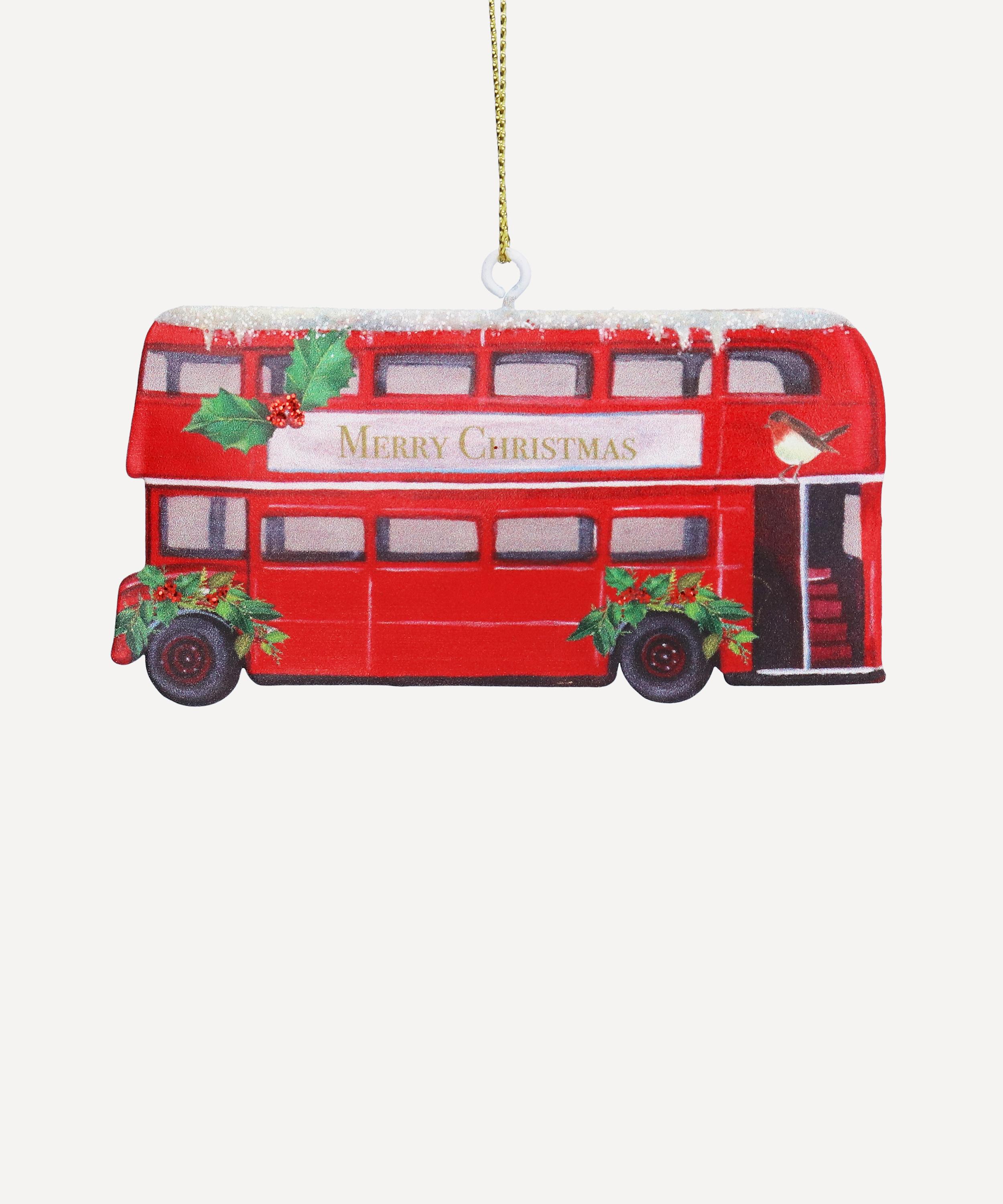 Christmas - London Bus with Holly Ornament image number 0