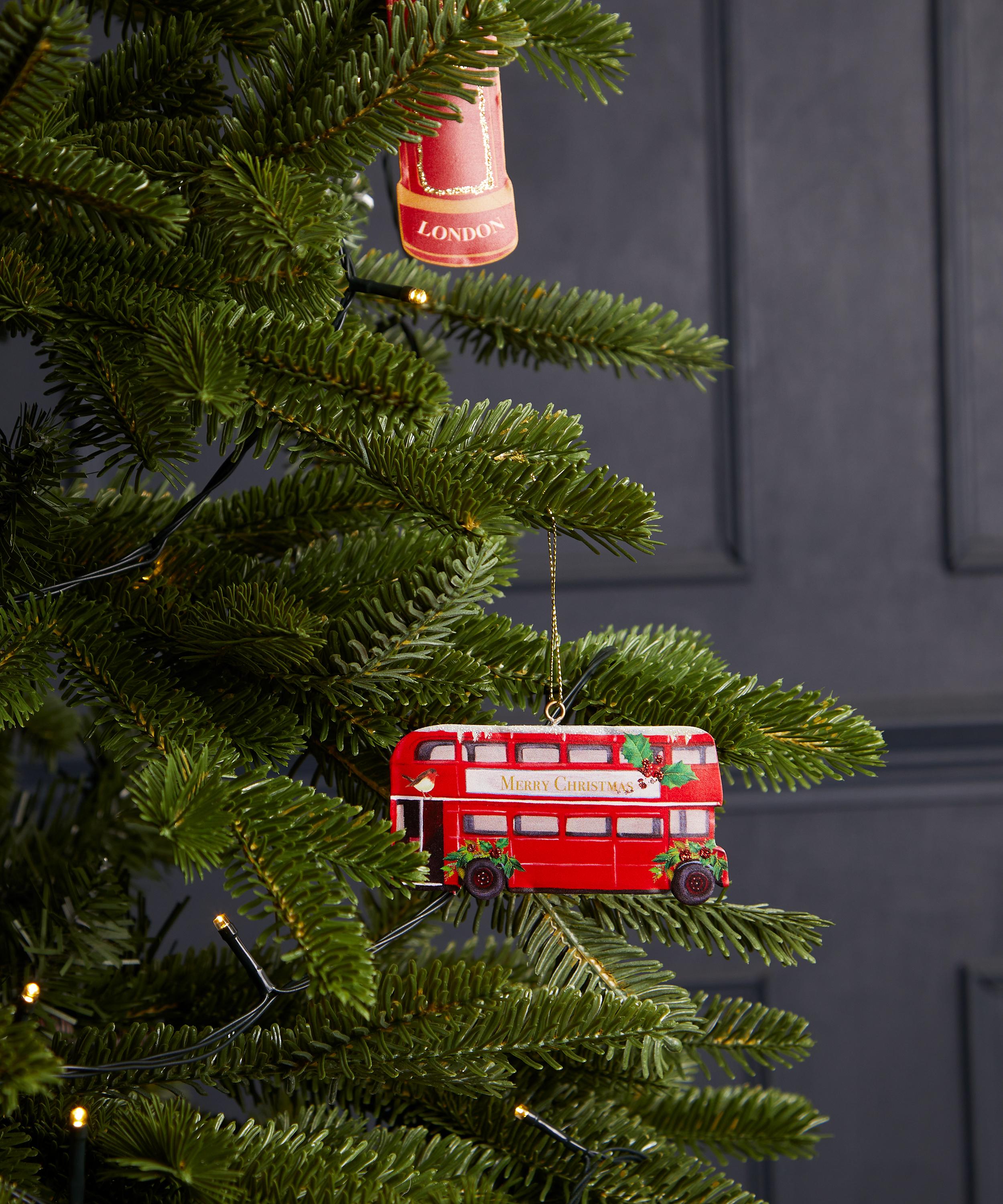 Christmas - London Bus with Holly Ornament image number 1