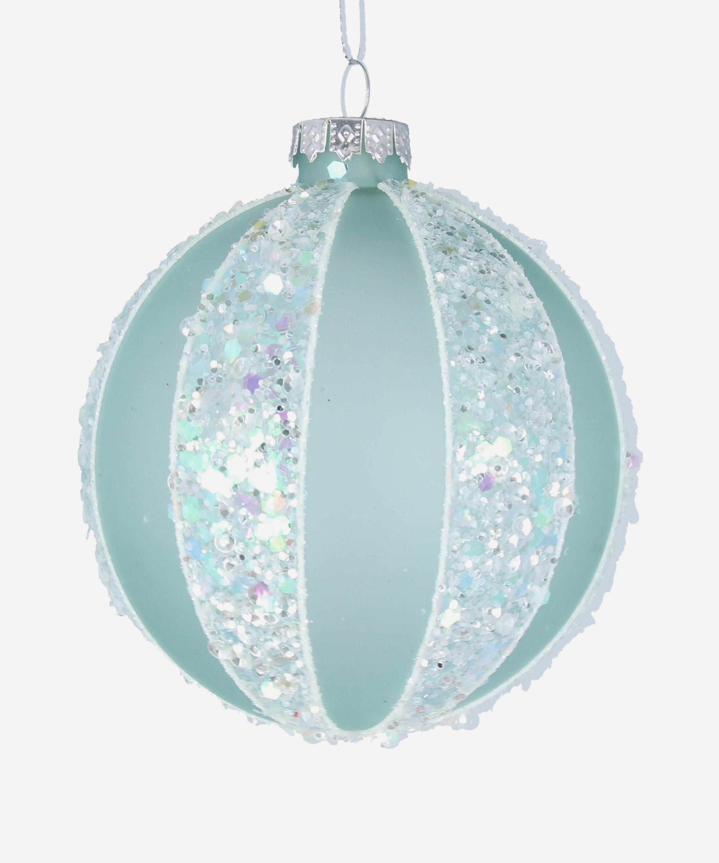 Christmas - Ribbed Pale Green Glass Ornament image number 0