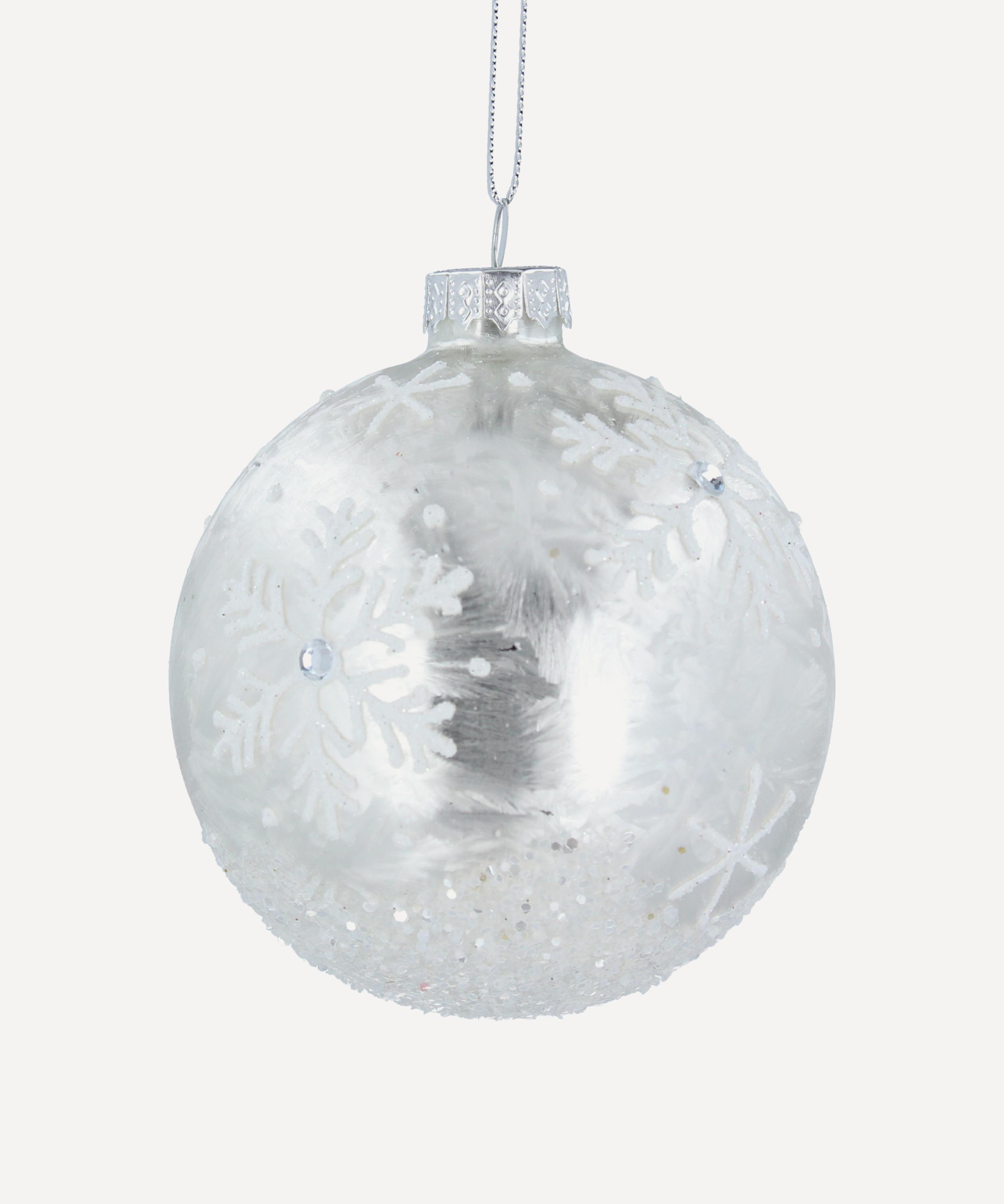 Christmas - Glitter Snowflakes Silver Glass Ornament image number 0