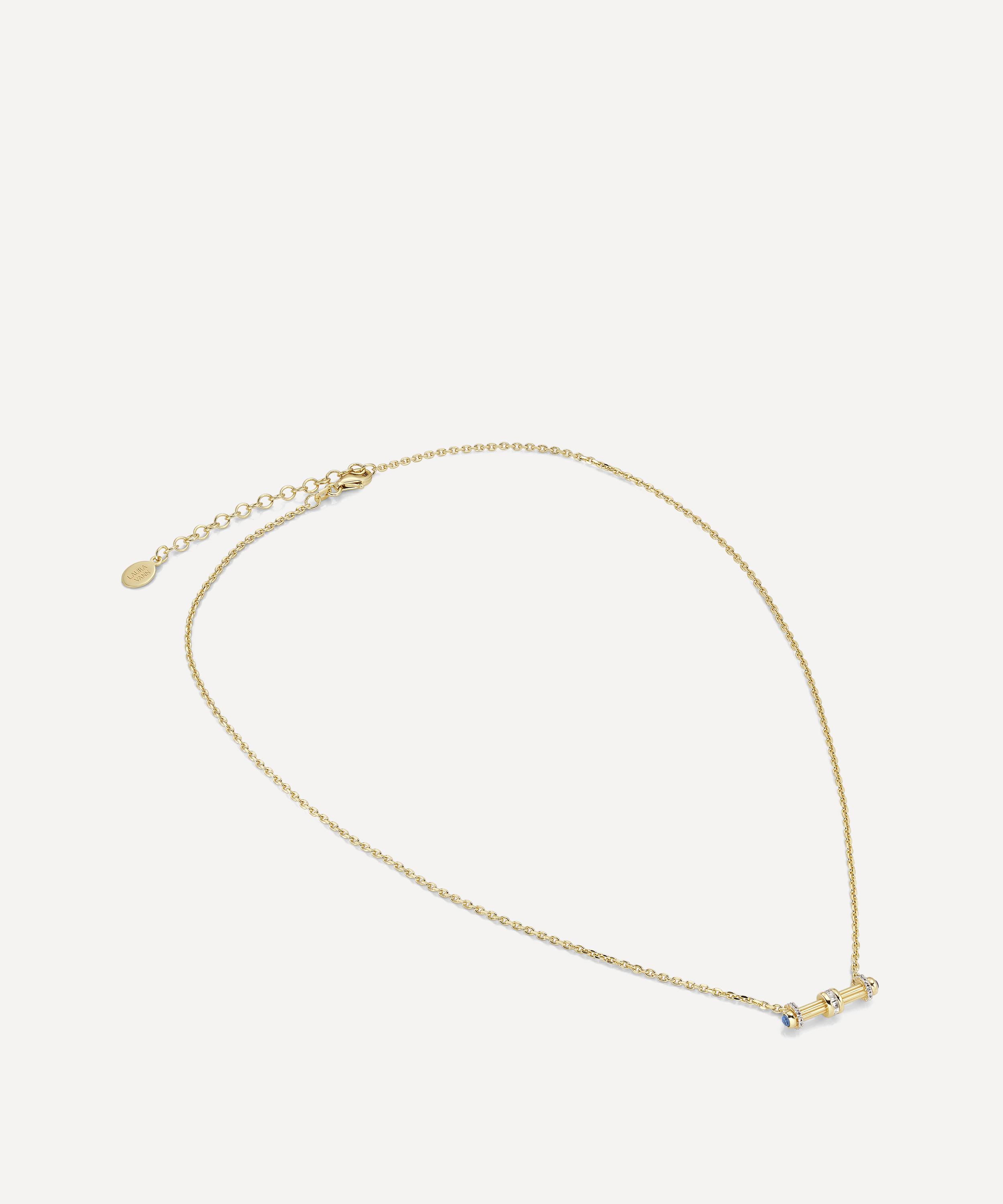 Laura Vann - 18ct Gold-Plated Elin T-Bar Pendant Necklace image number 2