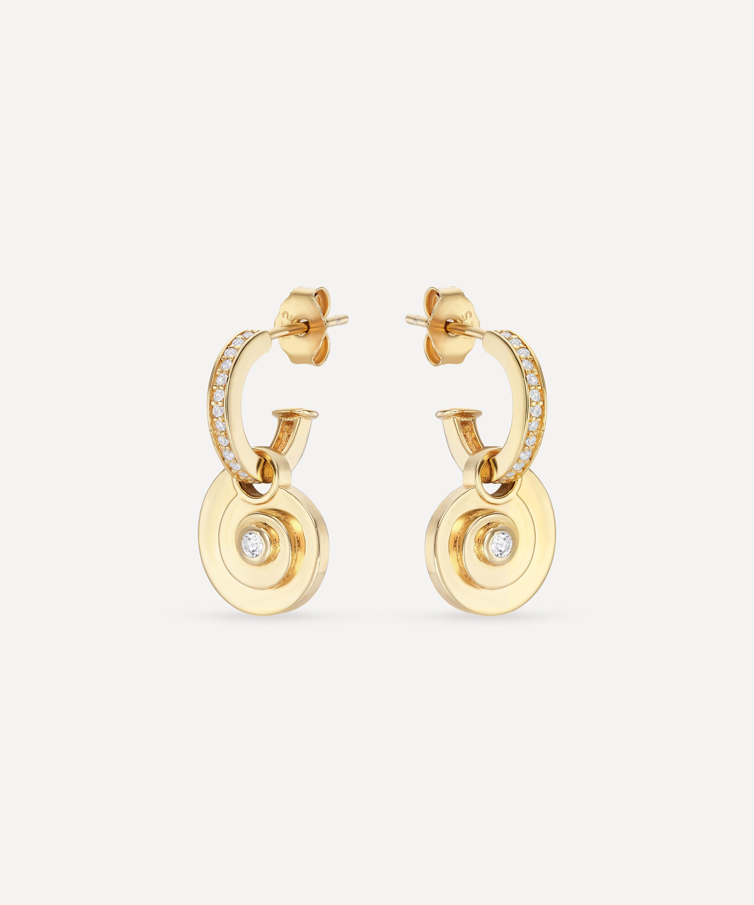 Laura Vann - 14ct Gold-Plated Vermeil Silver Edith Drop Hoop Earrings image number 2