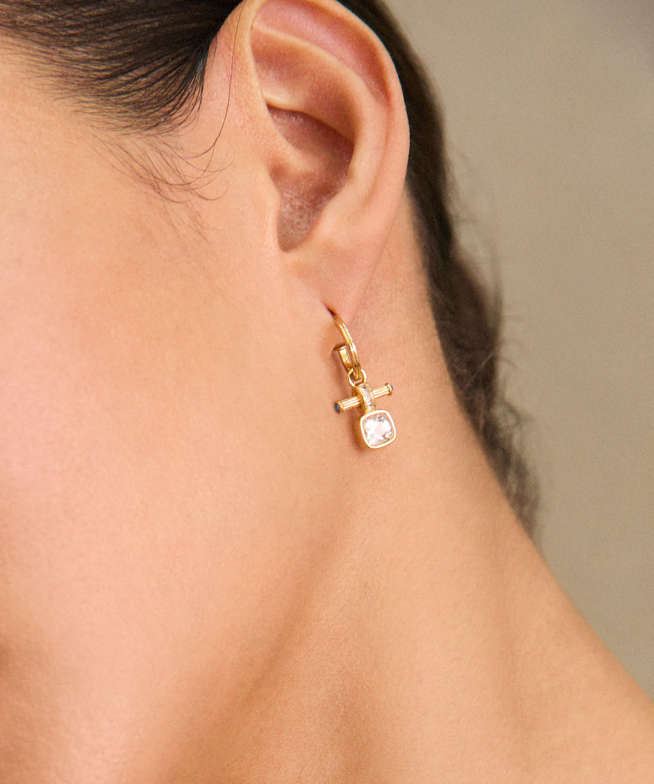 Laura Vann - 14ct Gold-Plated Vermeil Silver Rosaline Drop Hoop Earrings image number 1