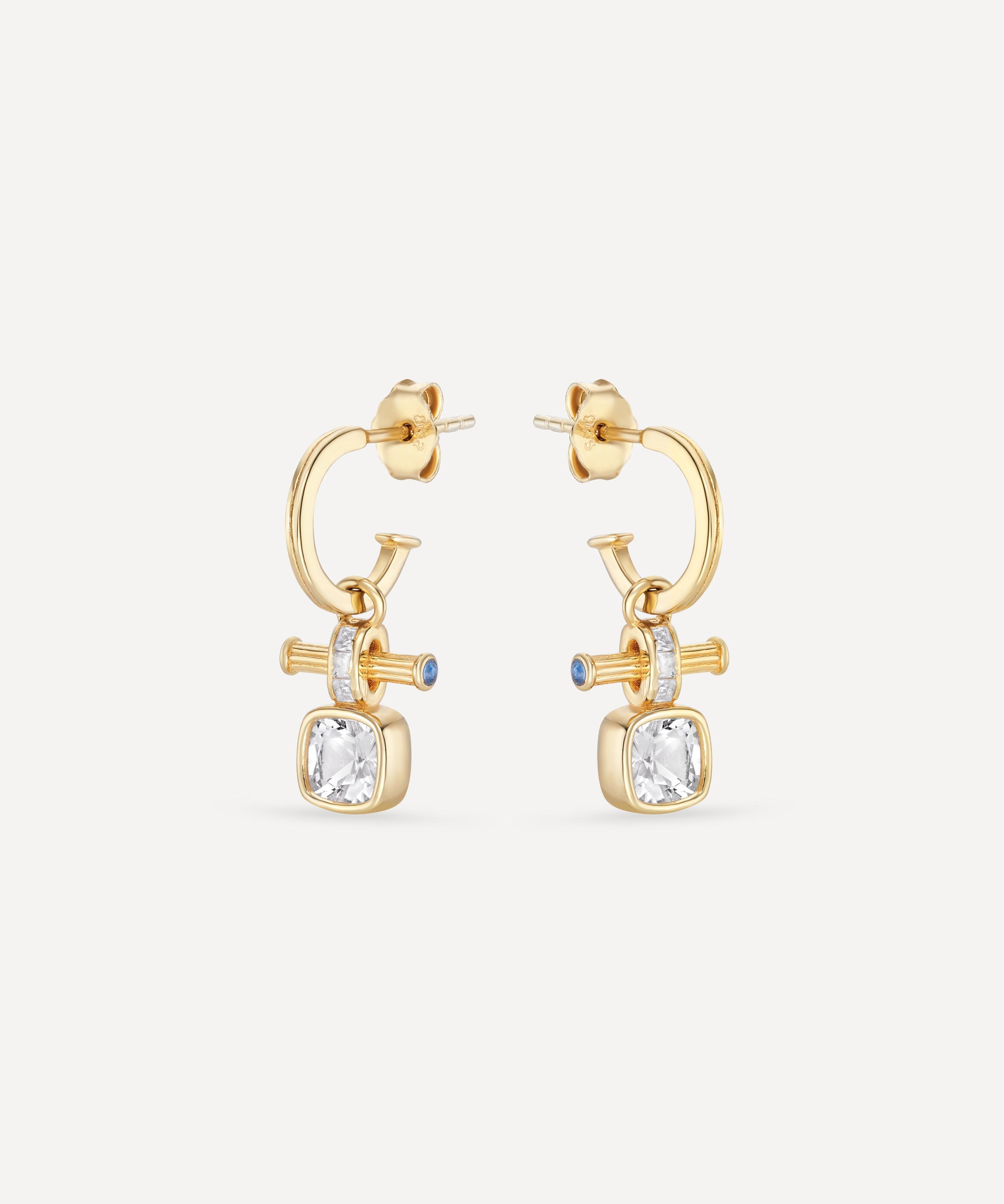 Laura Vann - 14ct Gold-Plated Vermeil Silver Rosaline Drop Hoop Earrings image number 2