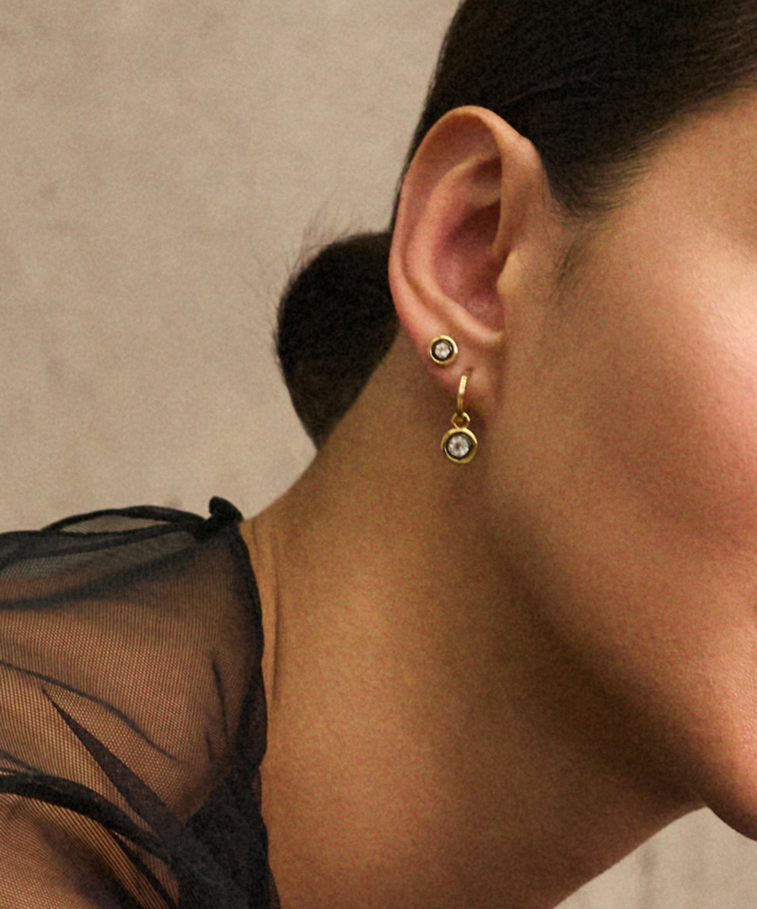 Laura Vann - 14ct Gold-Plated Vermeil Silver Cecily Drop Hoop Earrings image number 1