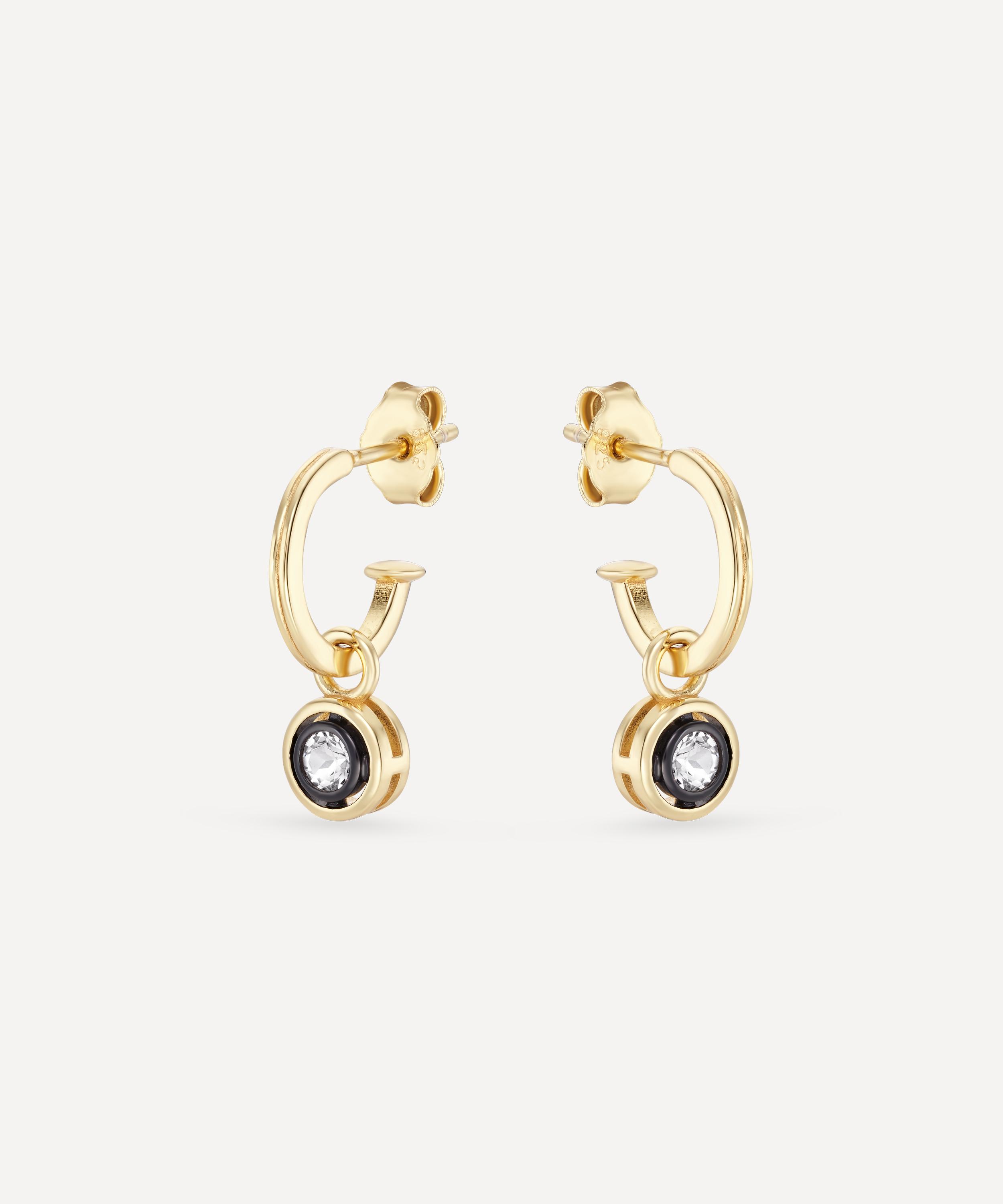 Laura Vann - 14ct Gold-Plated Vermeil Silver Cecily Drop Hoop Earrings image number 2
