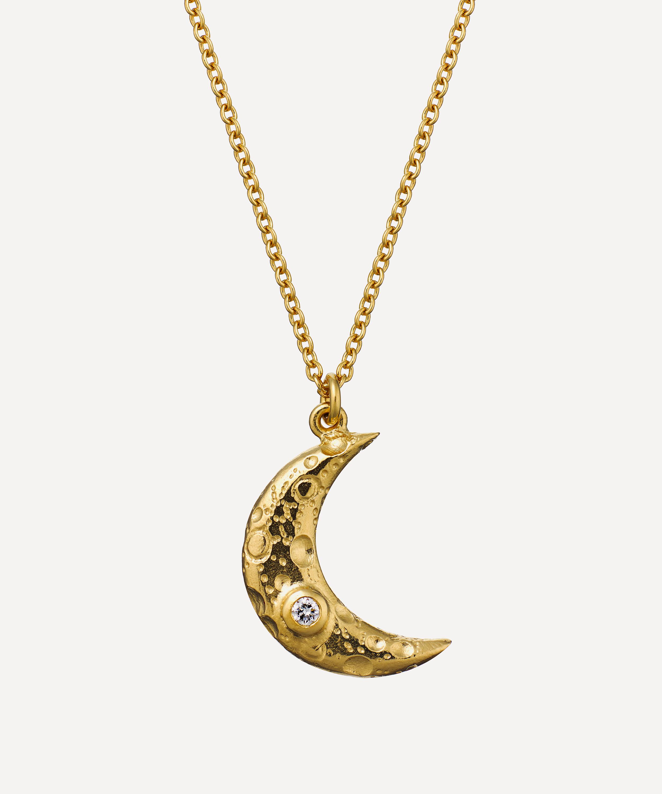 Alex Monroe - 22ct Gold-Plated Stargazing Crescent Moon Pendant Necklace