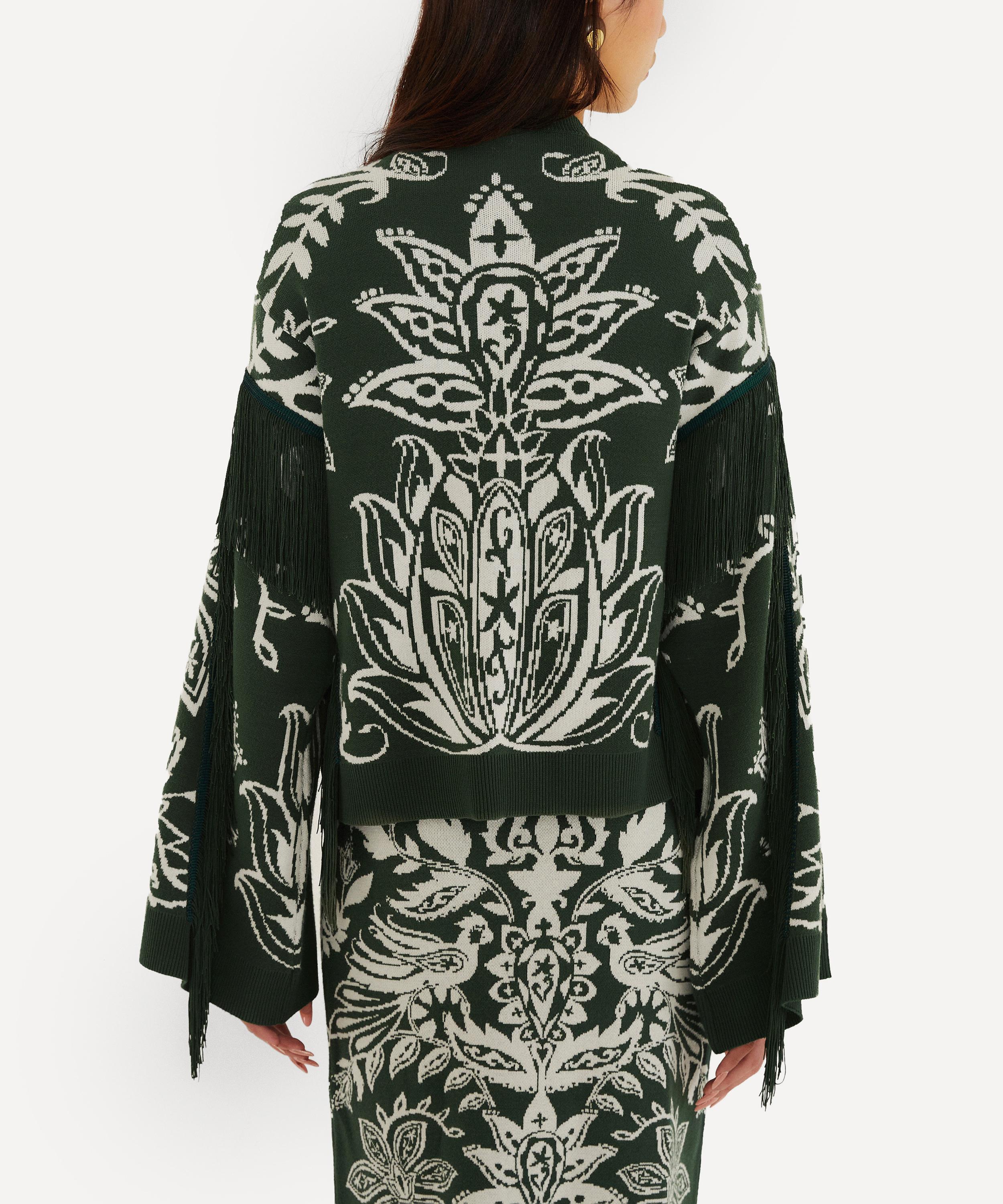 FARM Rio - Dark Green Miranda Fringes Knit Jumper image number 2