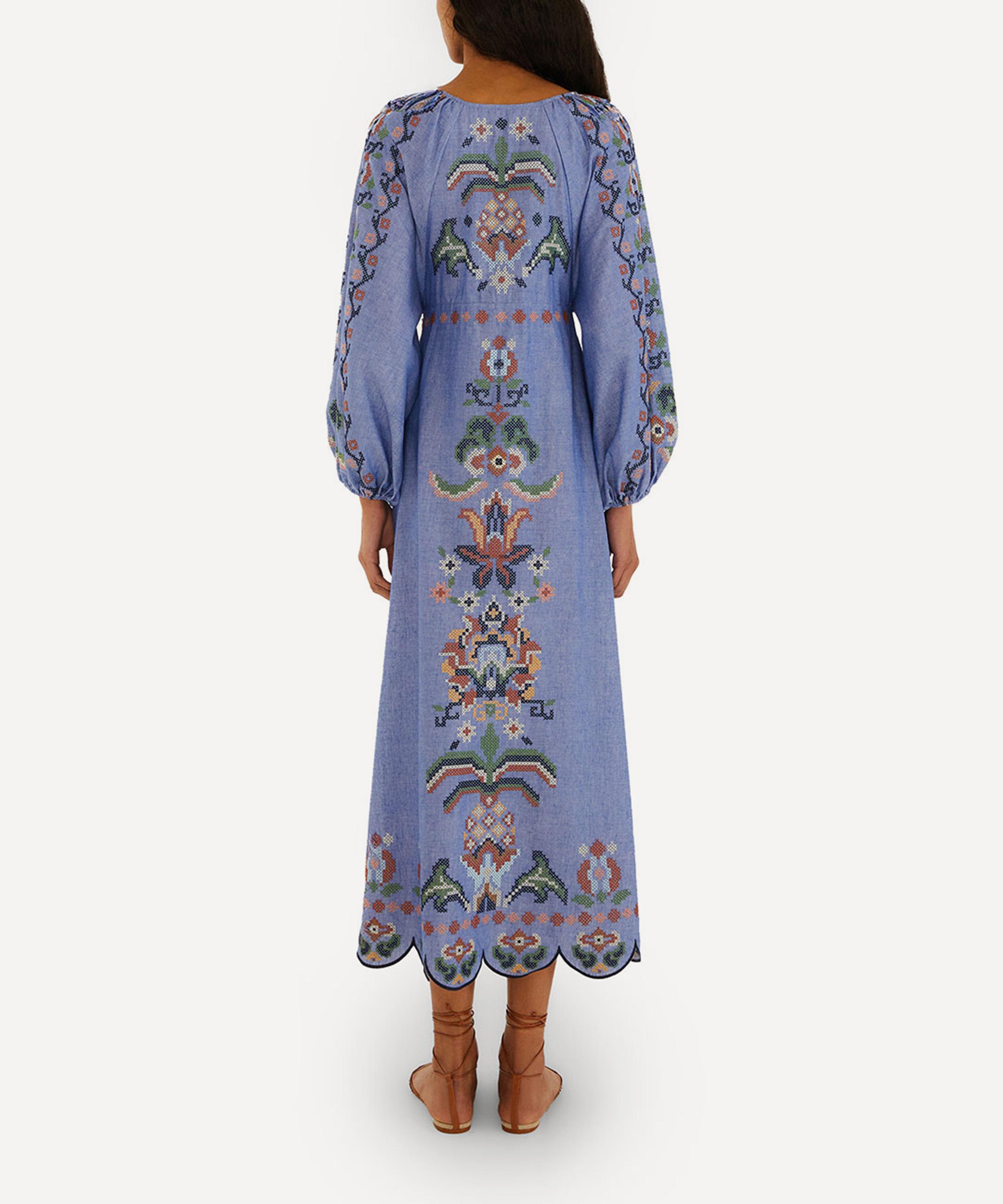 FARM Rio - Garden Tapestry Long-Sleeve Midi-Dress image number 1