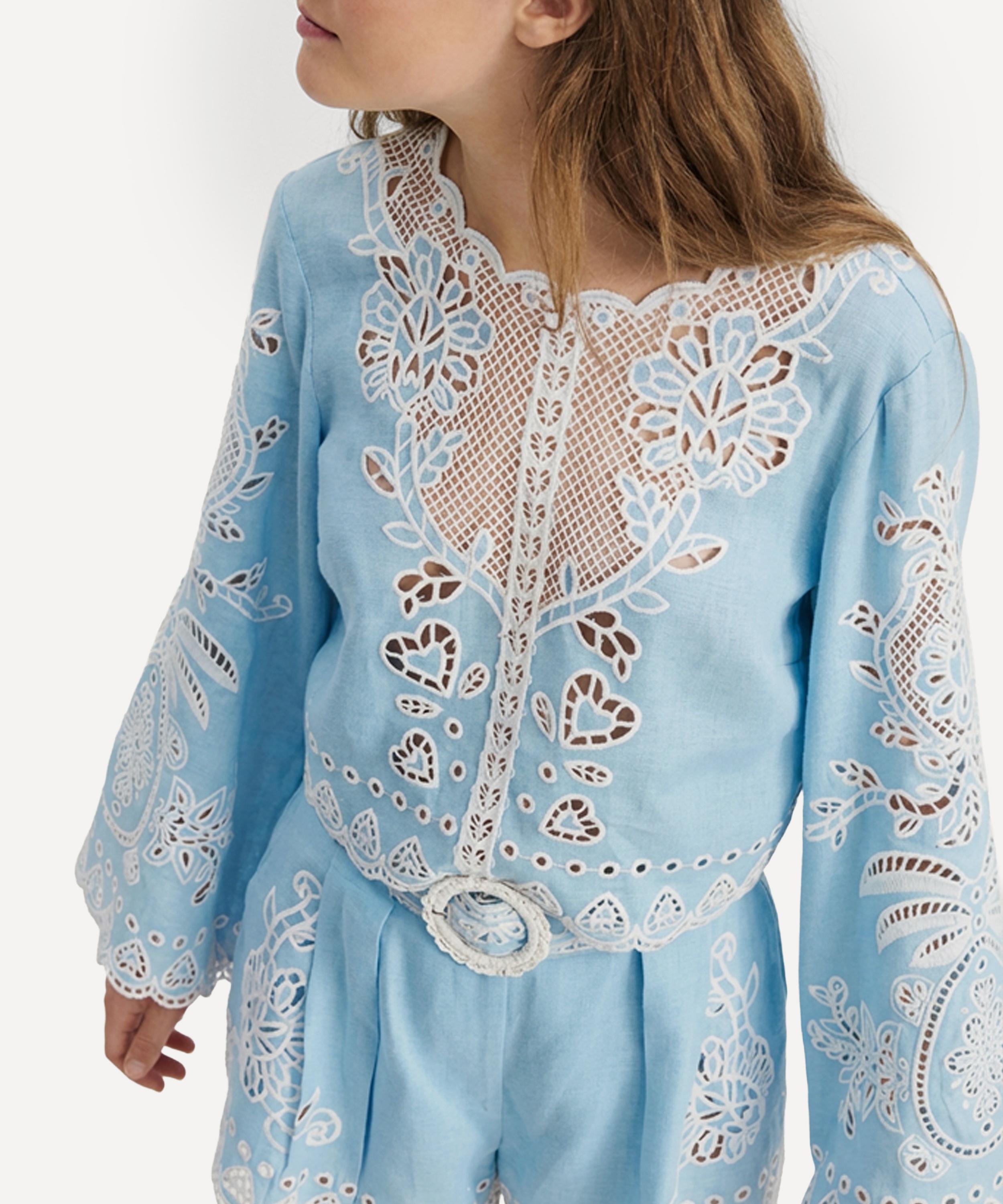 FARM Rio - Light Blue Romantic Richelieu Blouse image number 1