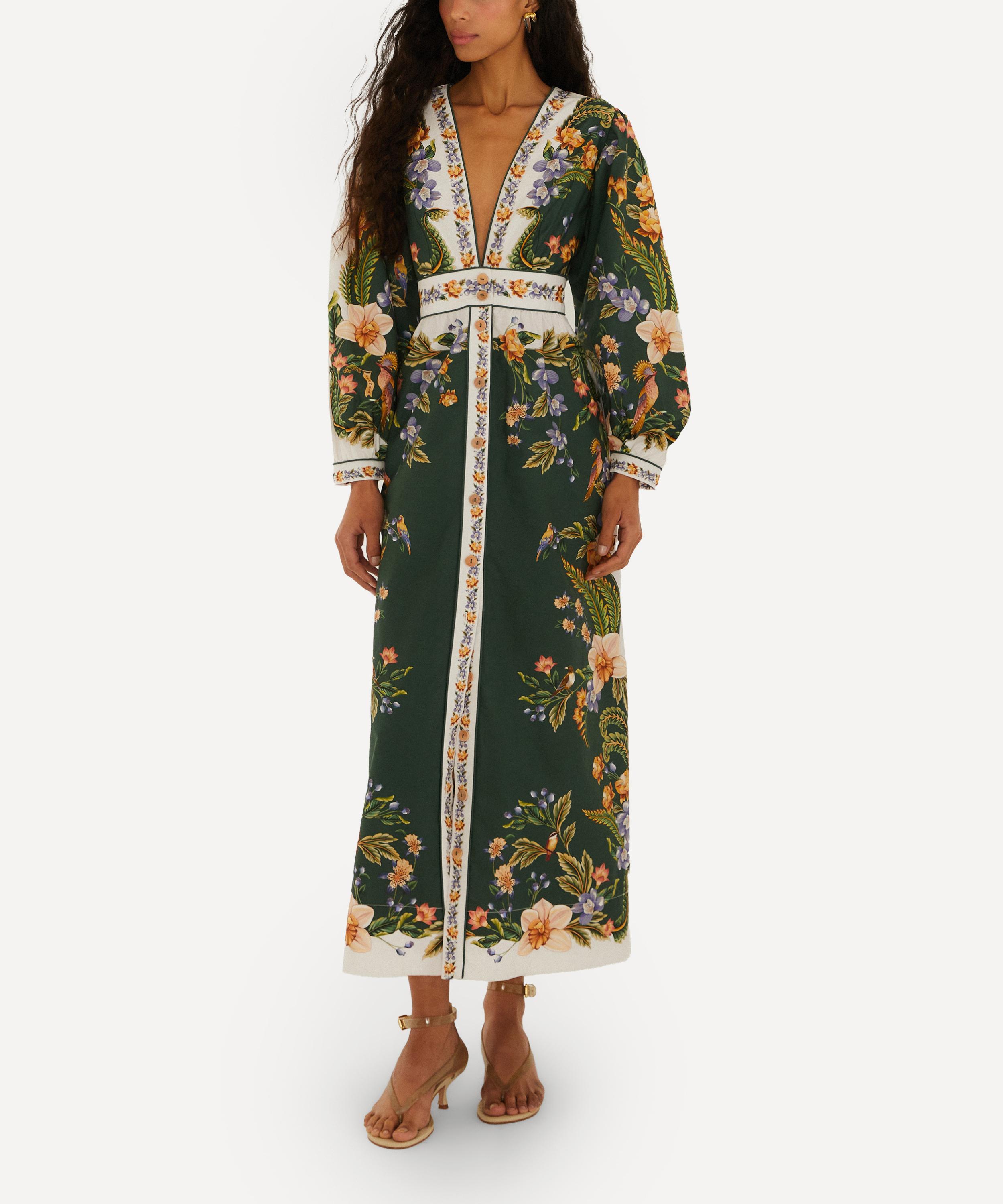 FARM Rio - Green Nature V-Neck Buttoned Maxi Dress&nbsp;