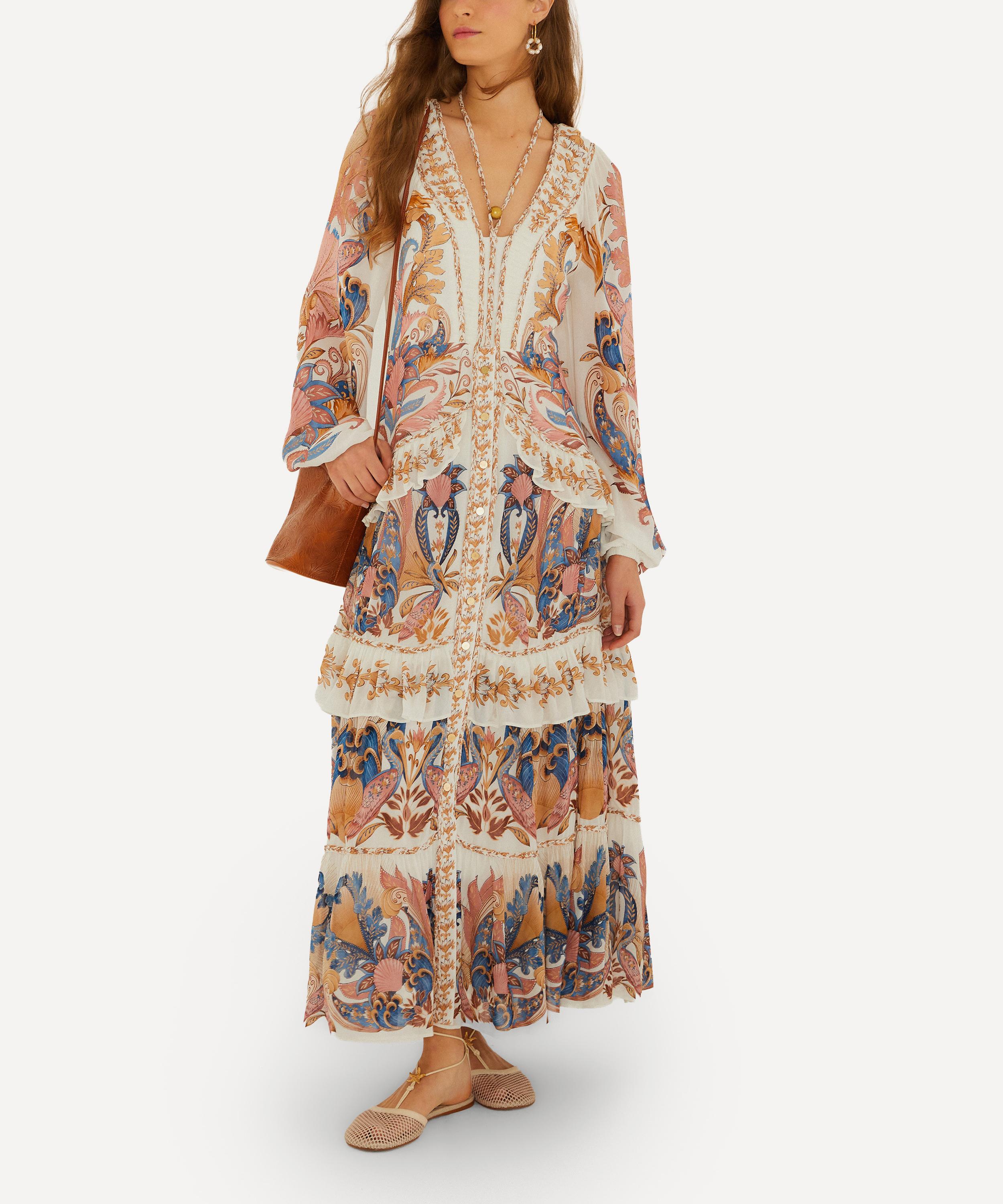 FARM Rio - Off-White Sea Garden Ruffled Maxi Dress&nbsp;